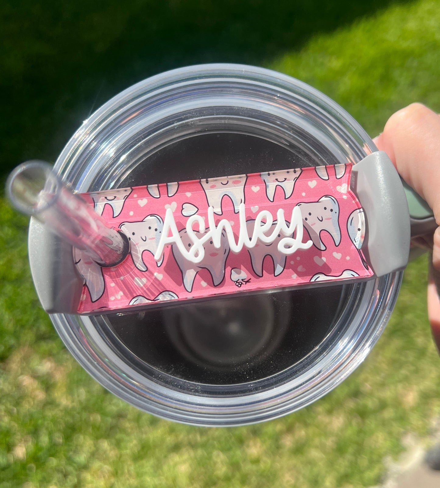 Personalized Tooth Tumbler Name Plate, Dental Assistant gift,Dental Name Topper, Dentist Hygienist present, Stanley Accessories, 30oz 40oz