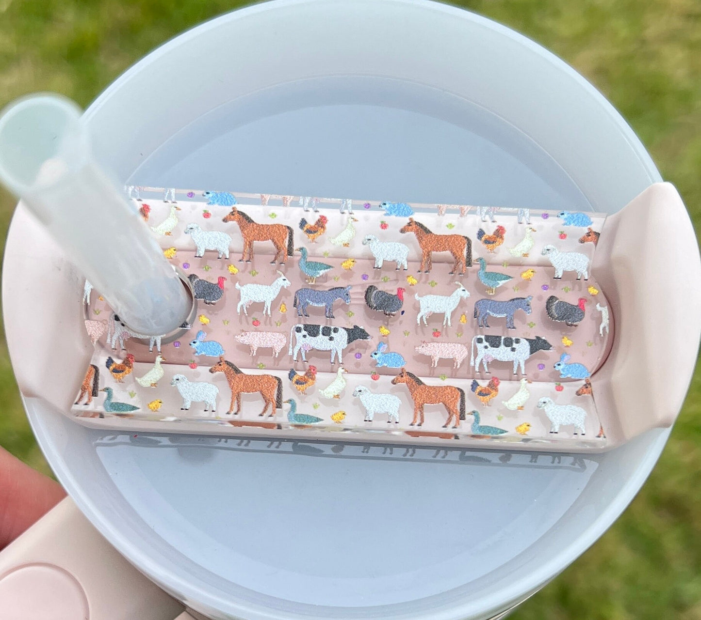 Personalized Farm Animals Tumbler Name Topper, Custom Plate Tag, Farm Lover Present, 20oz 30oz 40oz, Gift Idea, Horse Cow Pig Animal Pattern