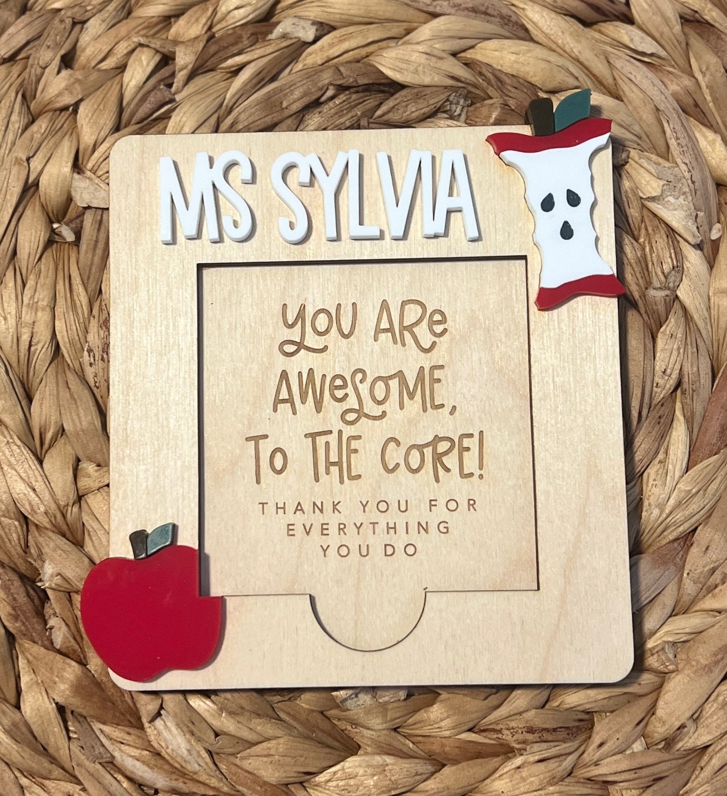 Personalized Teacher Post It Note Holder, Custom Teacher Appreciation Gift, Present for School Worker, Gift from Student, Daycare Teacher