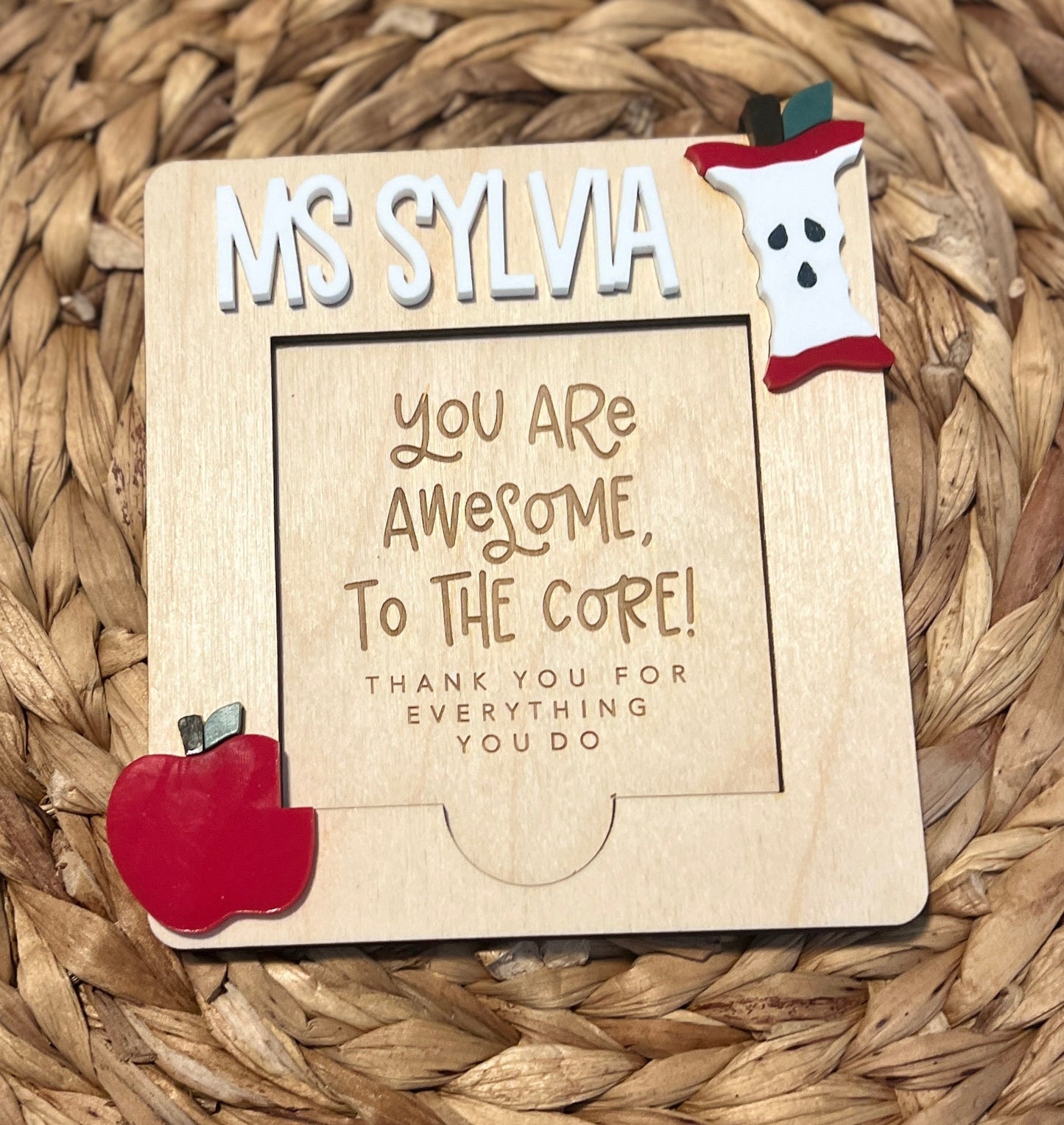 Personalized Teacher Post It Note Holder, Custom Teacher Appreciation Gift, Present for School Worker, Gift from Student, Daycare Teacher
