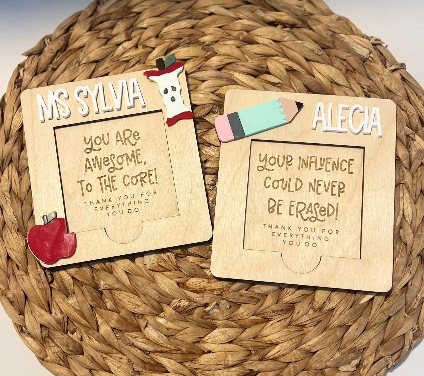 Personalized Teacher Post It Note Holder, Custom Teacher Appreciation Gift, Present for School Worker, Gift from Student, Daycare Teacher