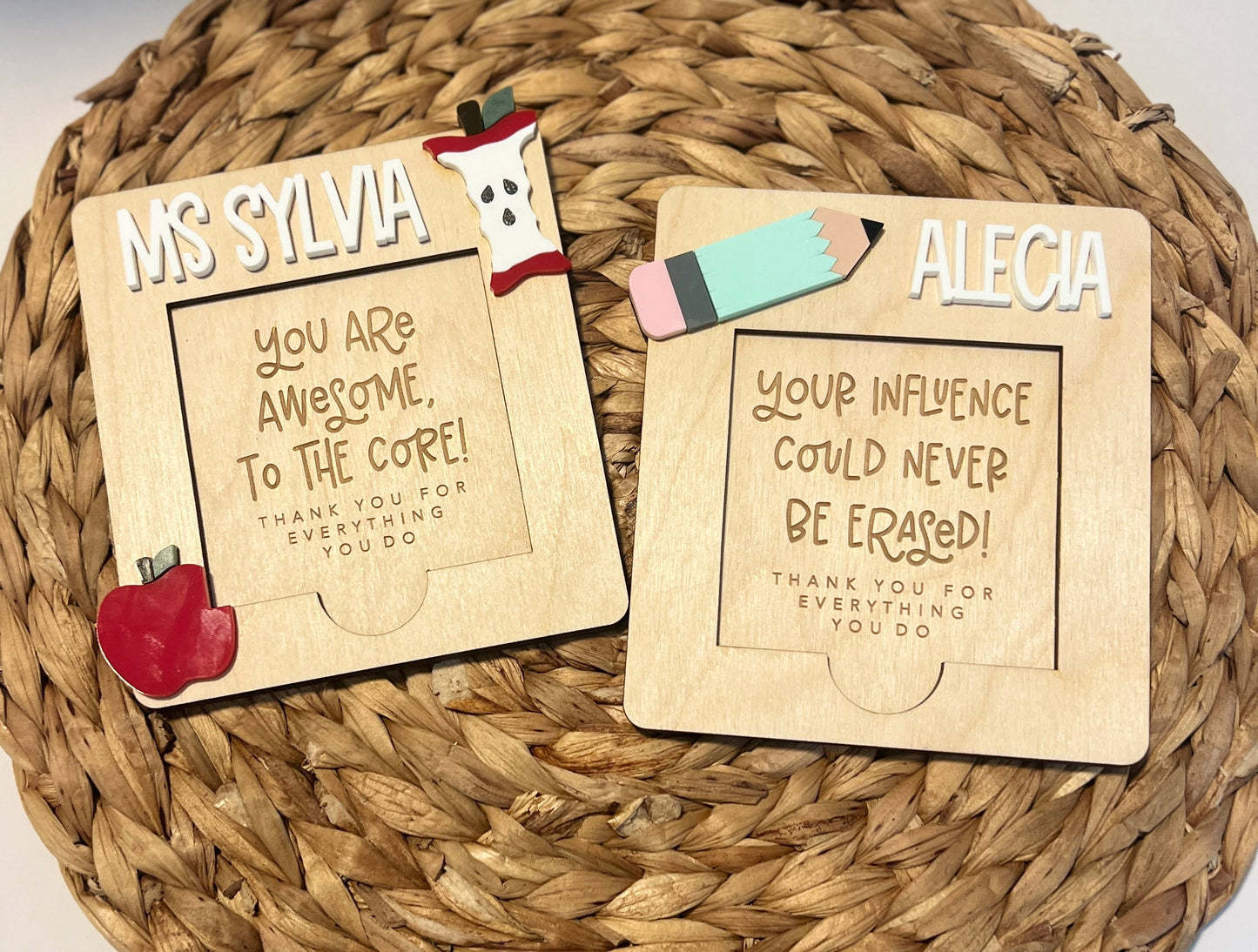 Personalized Teacher Post It Note Holder, Custom Teacher Appreciation Gift, Present for School Worker, Gift from Student, Daycare Teacher