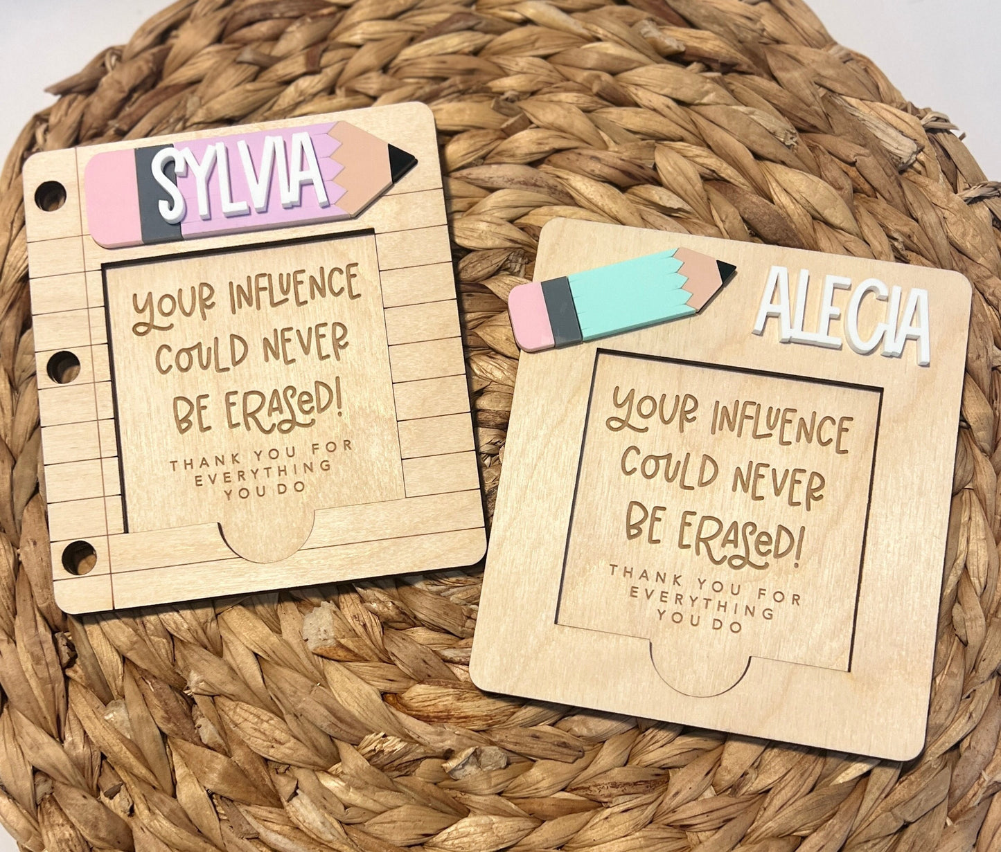 Personalized Teacher Post It Note Holder, Custom Teacher Appreciation Gift, Present for School Worker, Gift from Student, Daycare Teacher