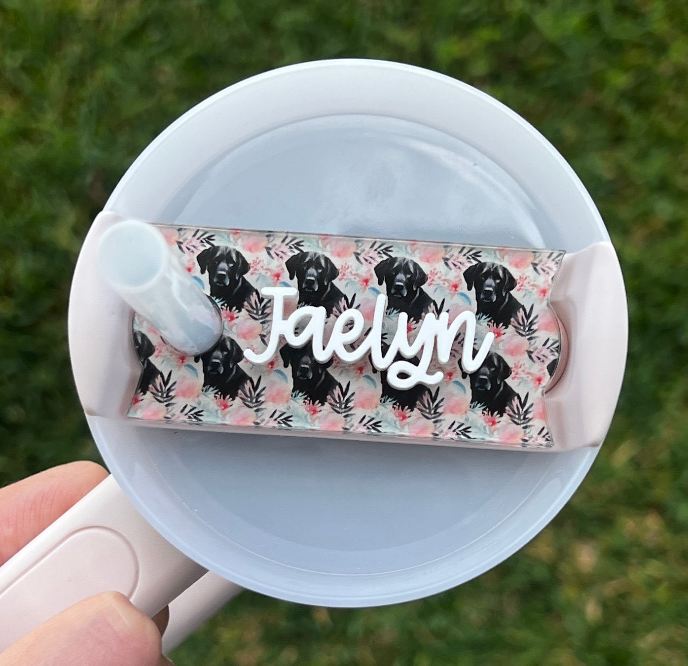 Personalized Black Lab Tumbler Name Topper, Custom Plate Tag, Dog Mom Gift, New Puppy Present, 30oz 40oz, Stanley Lid, Dog Lover, Dog Mama