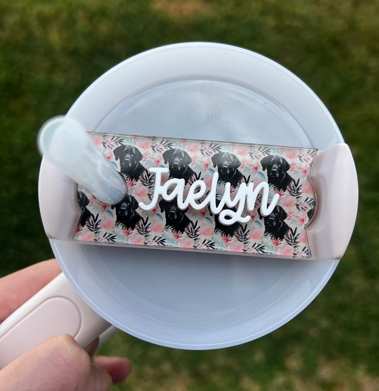 Personalized Black Lab Tumbler Name Topper, Custom Plate Tag, Dog Mom Gift, New Puppy Present, 30oz 40oz, Stanley Lid, Dog Lover, Dog Mama
