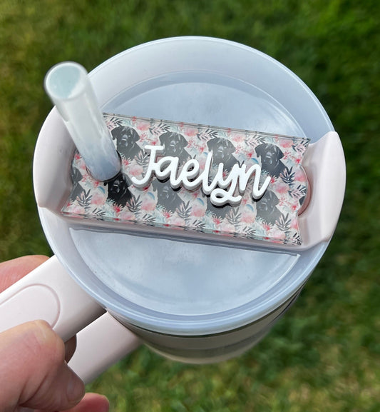 Personalized Black Lab Tumbler Name Topper, Custom Plate Tag, Dog Mom Gift, New Puppy Present, 30oz 40oz, Stanley Lid, Dog Lover, Dog Mama