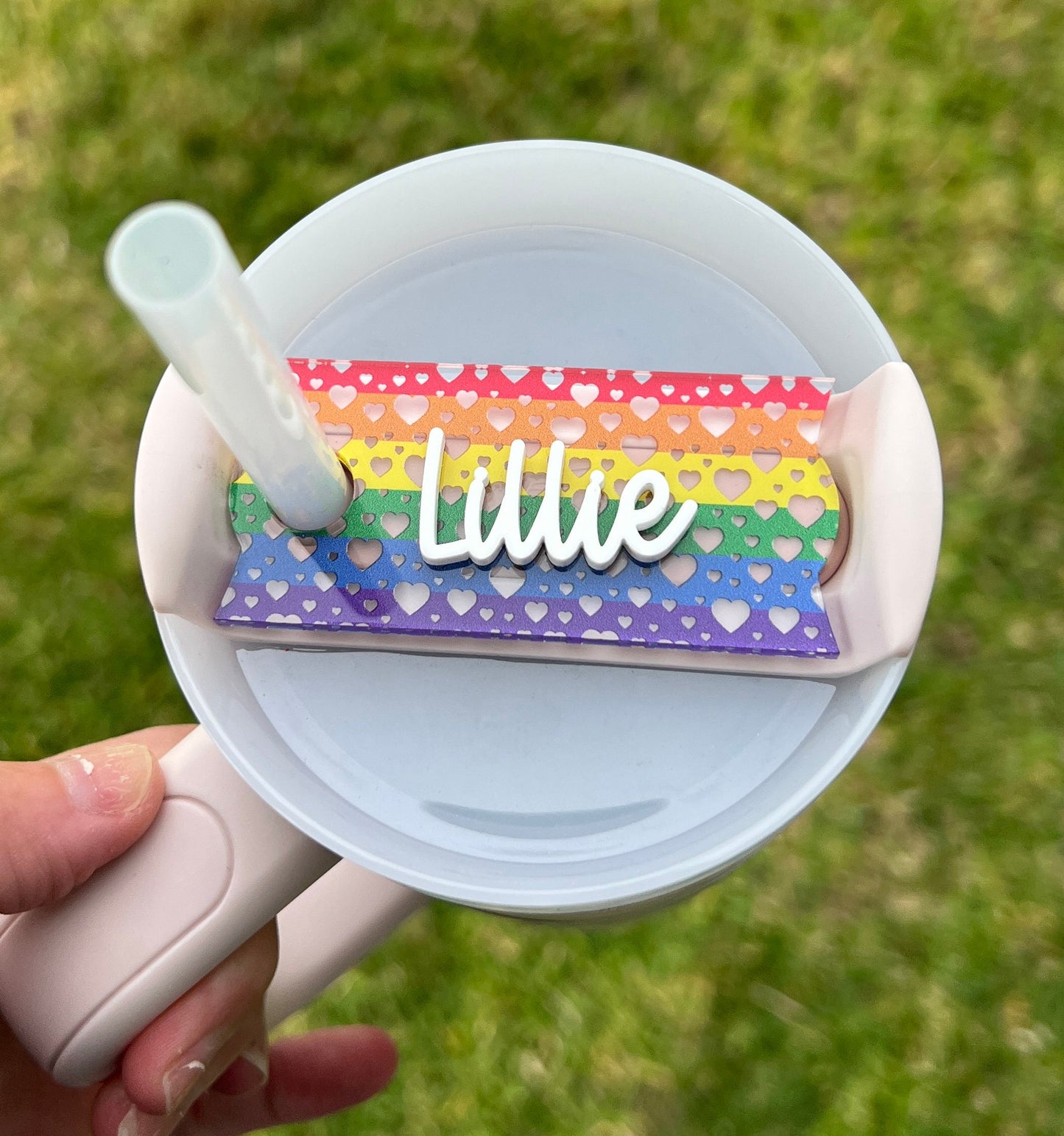 Personalized Pride Stanley Name Topper 20oz 30oz 40oz, Custom LGBT Name Plate Tag, Rainbow, Pride Month Gift, Tumbler Accessories