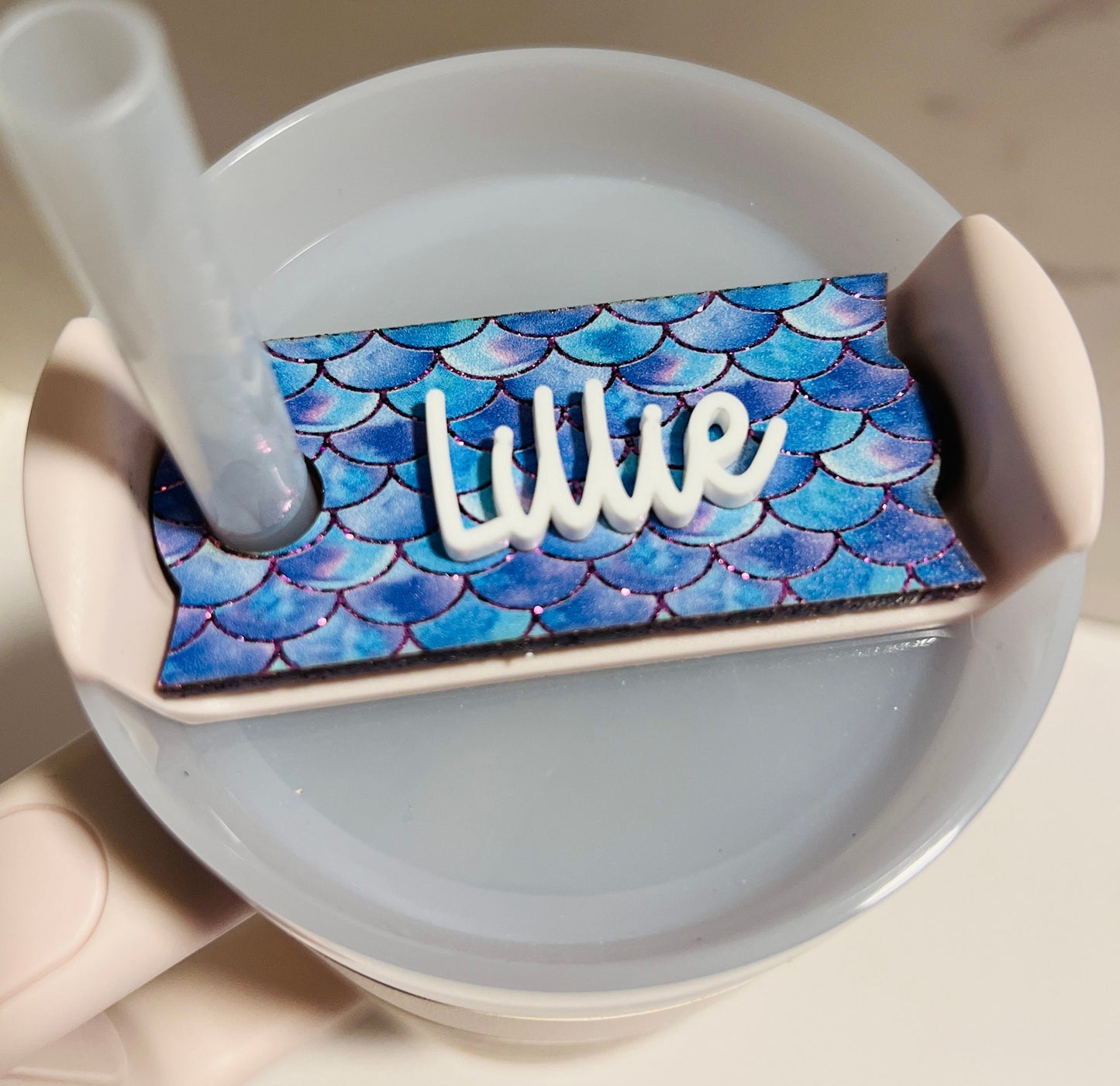 Personalized Mermaid Scale Tumbler Name Topper, Custom Plate Lid Tag, 20/30oz 40oz, Birthday Party, Gift for Her, Tumbler Accessories