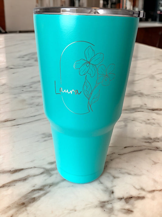 Personalized Birth Month Flower Tumbler 30oz, Custom Cup with straw, Birthday Gifts for Her, Bridesmaid Present, Best Friend Gift