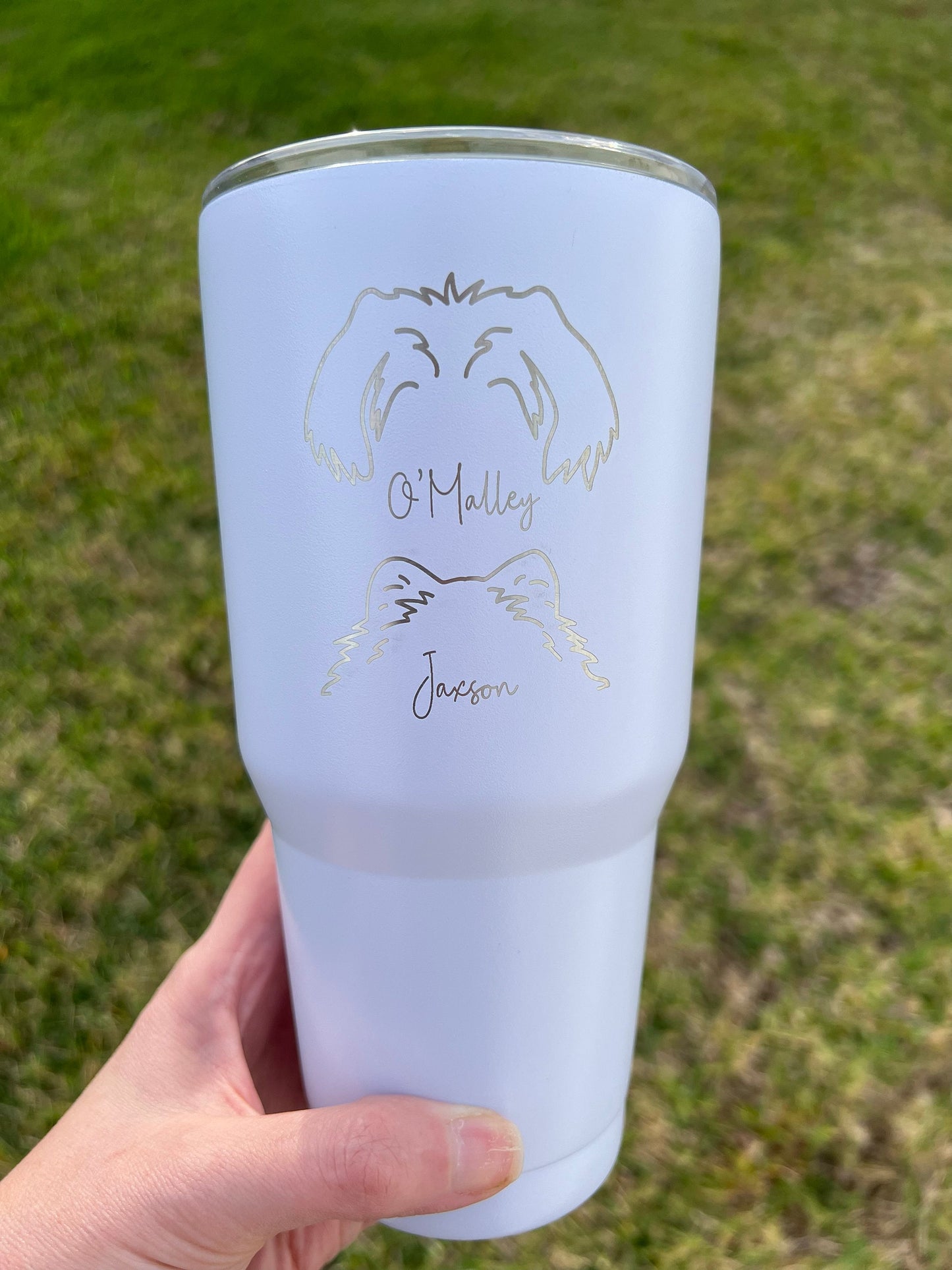 Personalized Dog Mom Tumbler, Custom Dog Ear Cup, Gift for Dog Lover, New Puppy Owner Present, Pet Lover, 30 oz