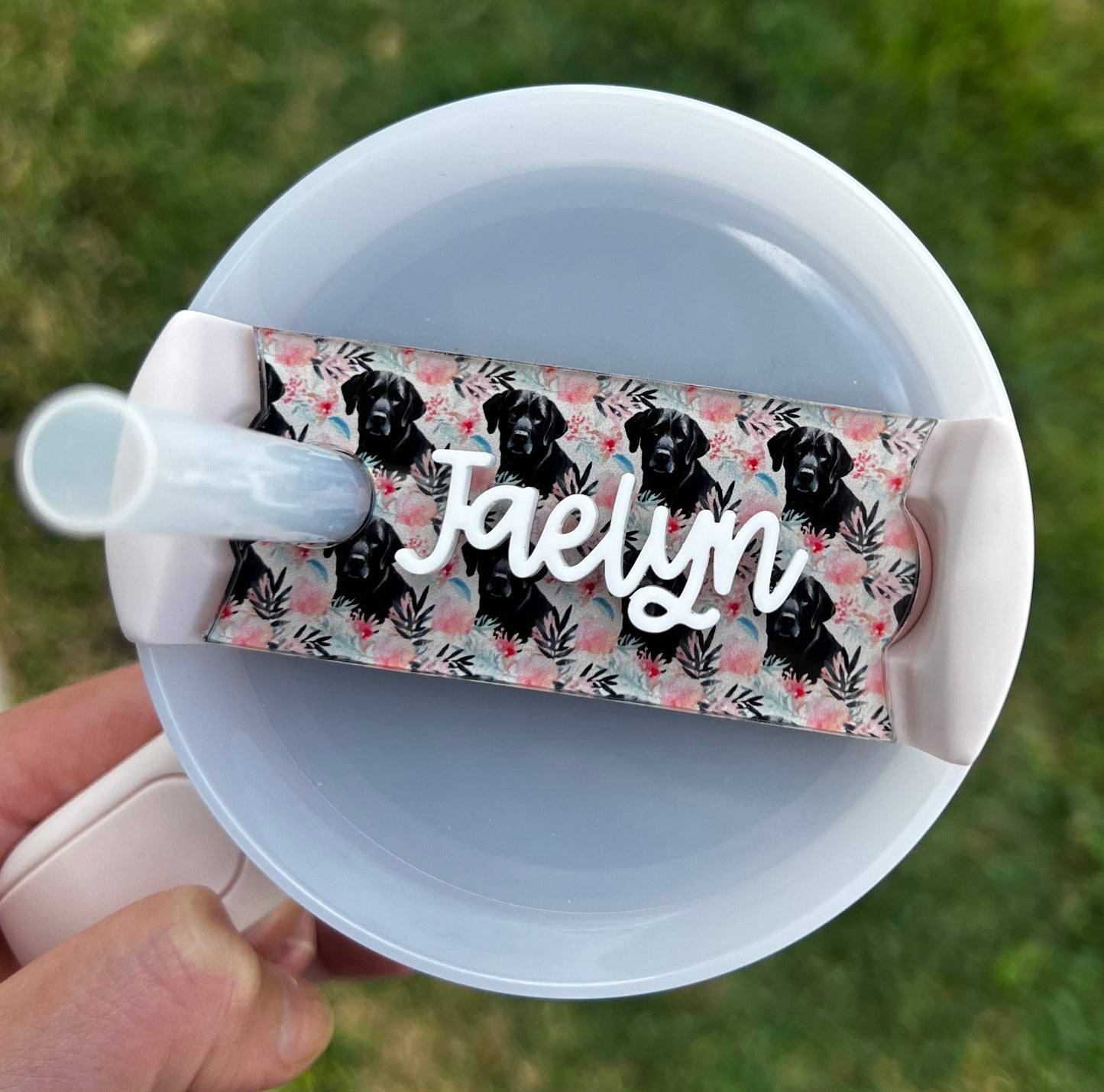 Personalized Black Lab Tumbler Name Topper, Custom Plate Tag, Dog Mom Gift, New Puppy Present, 30oz 40oz, Stanley Lid, Dog Lover, Dog Mama
