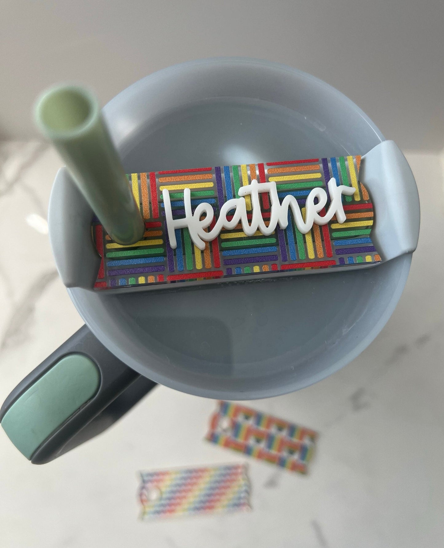 Personalized Pride Stanley Name Topper 20oz 30oz 40oz, Custom LGBT Name Plate Tag, Rainbow, Pride Month Gift, Tumbler Accessories