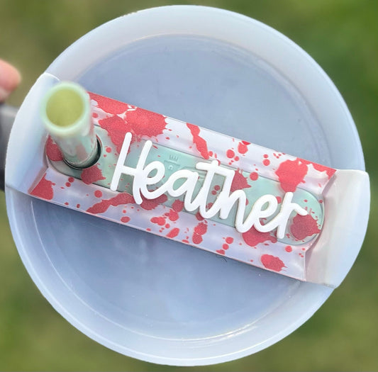 Personalized Blood Splatter Tumbler Name Tag for True Crime Lover, Horror, Crime Scene, Custom Topper Plate, Lid Cup 20/30oz 40oz