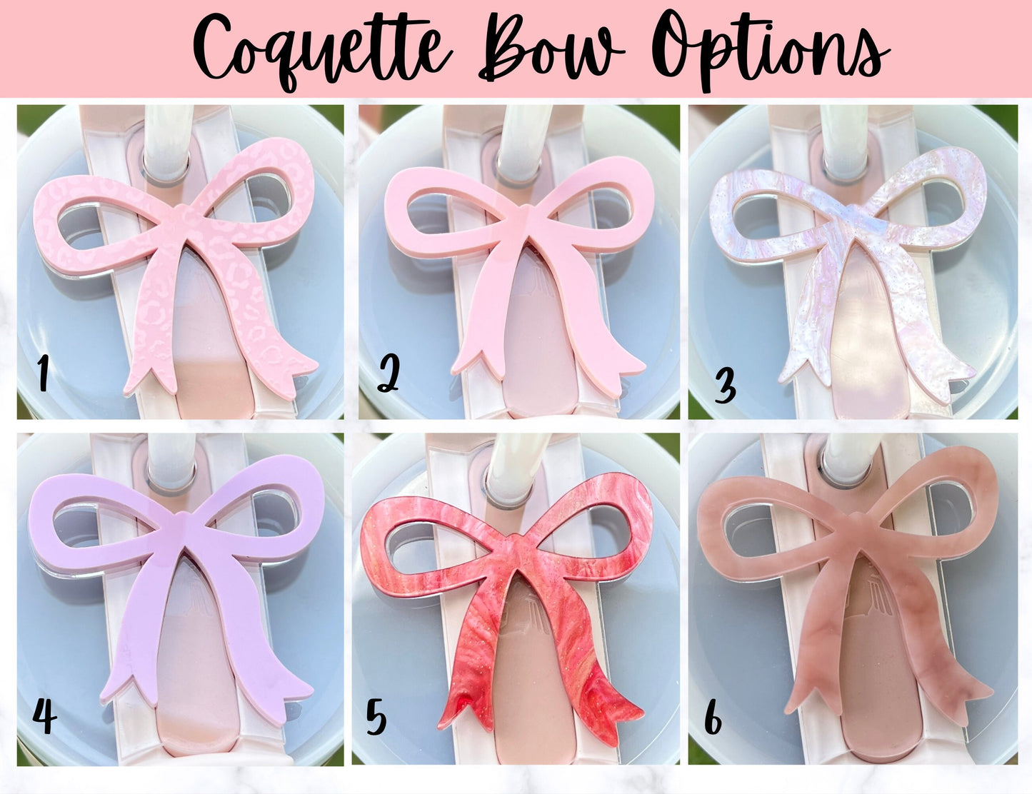 Coquette Bow Tumbler Topper, 20oz 30oz 40oz Tumbler Cup, Gift for Her, Girly, Tumbler accessories, Stanley Tumbler Lid Topper