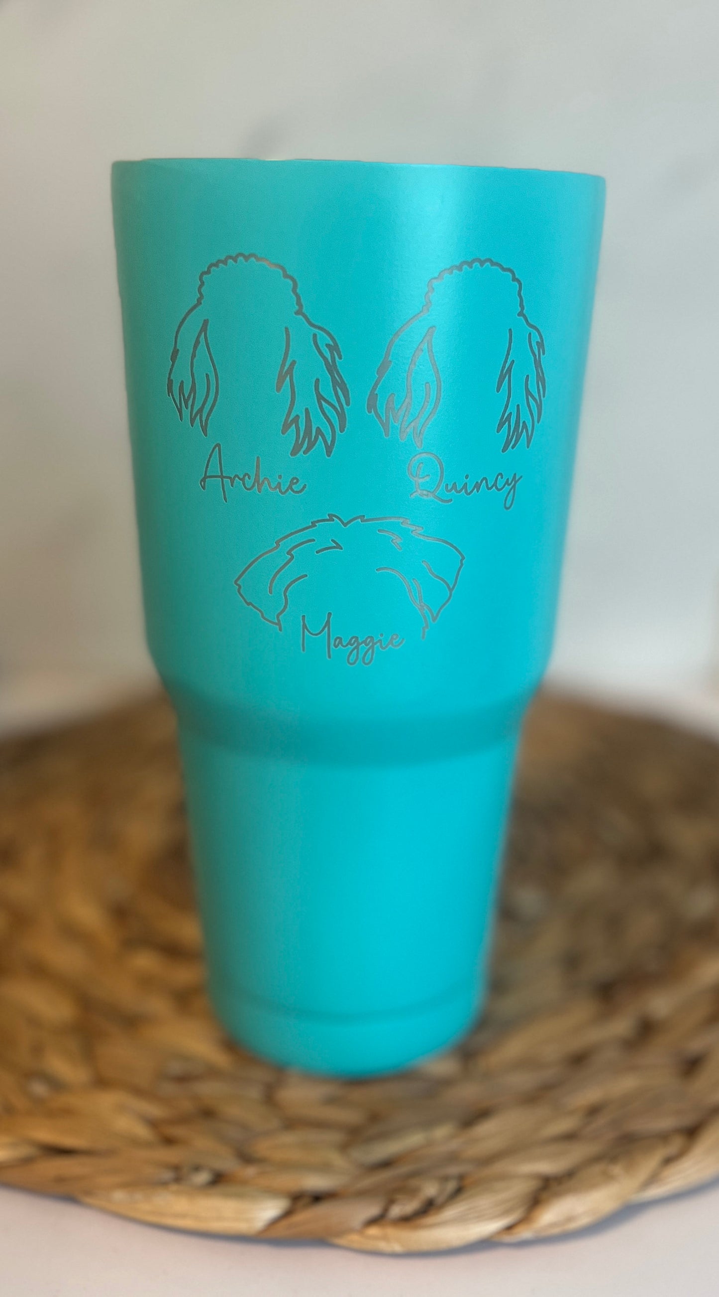 Personalized Dog Mom Tumbler, Custom Dog Ear Cup, Gift for Dog Lover, New Puppy Owner Present, Pet Lover, 30 oz