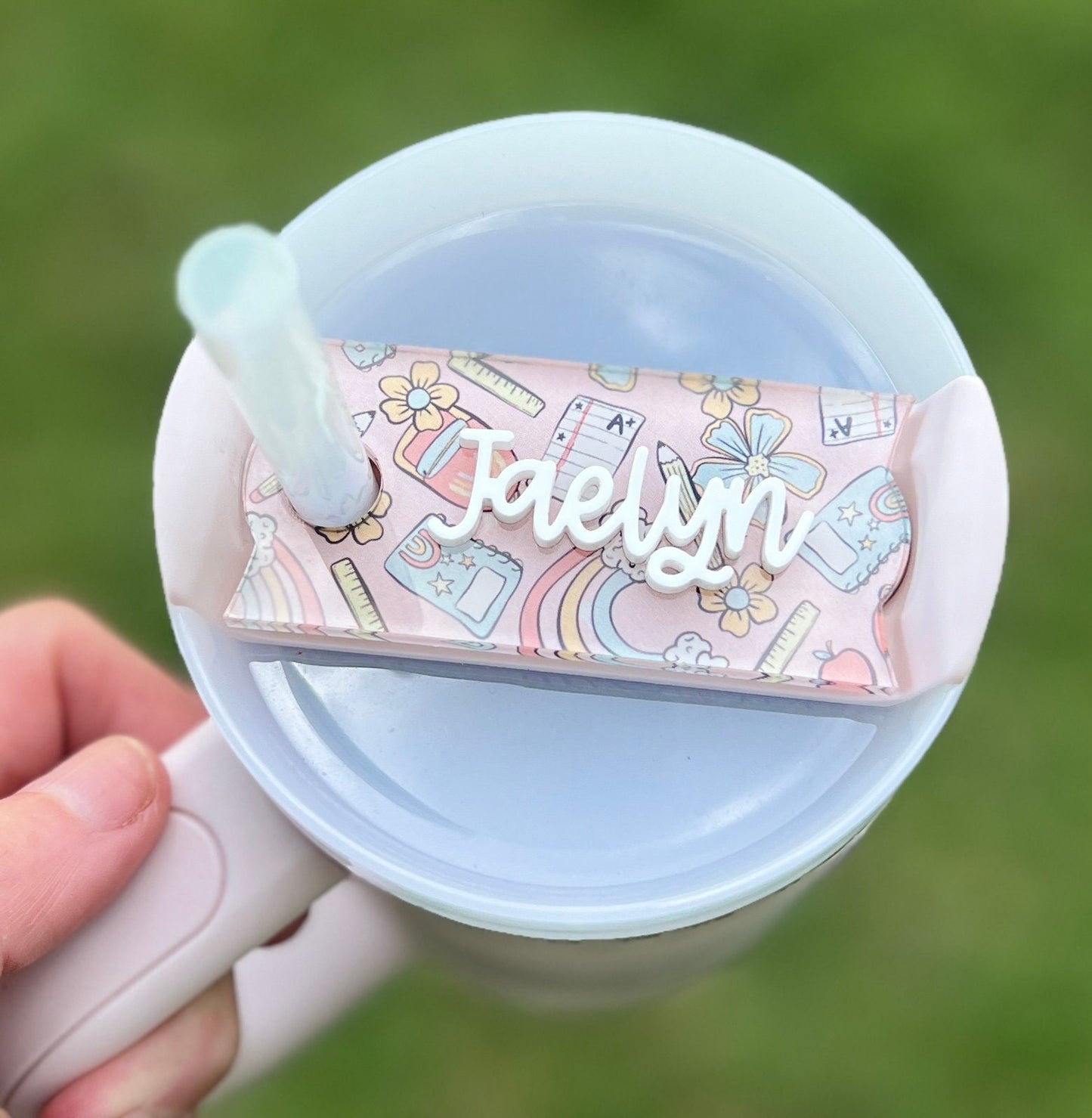 Personalized Teacher Tumbler Name Topper, Retro Custom Name Plate, 20/30oz 40oz, Daycare Assistant Gift, Groovy Teacher Appreciation Present