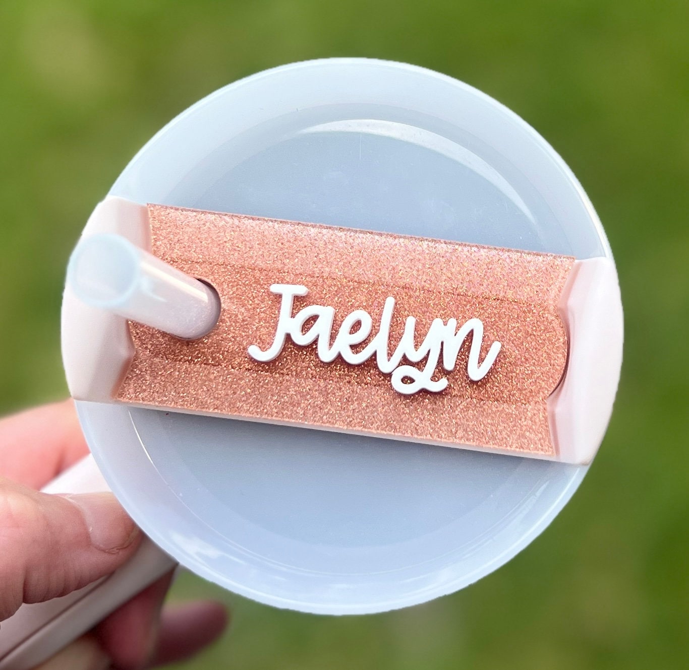 Personalized Tumbler Name Topper, Custom Name Plate for her, Glitter Jellies, 20oz 30oz 40oz, Gift for Her, Birthday Gift, Bridesmaid Gift