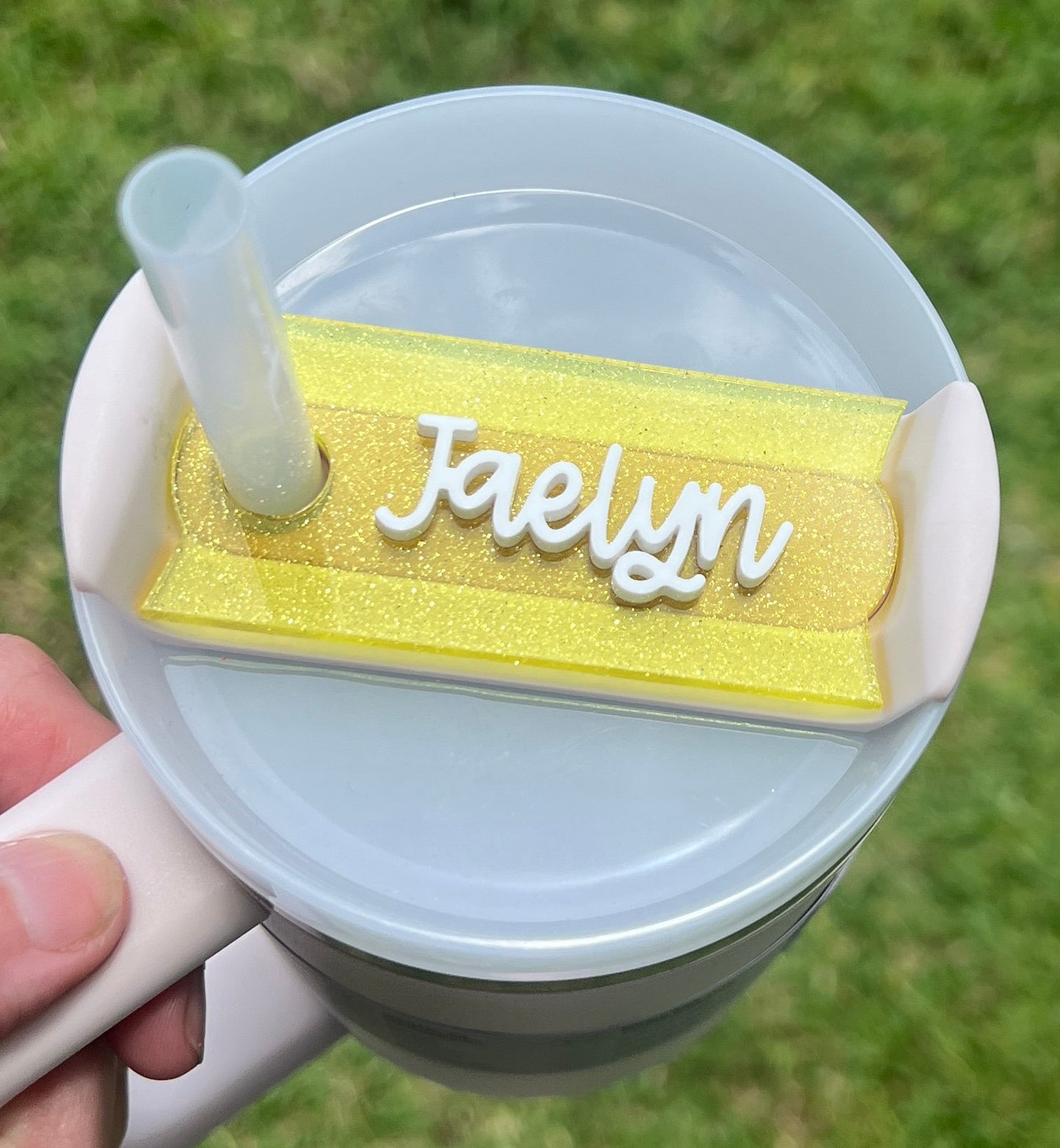 Personalized Tumbler Name Topper, Custom Name Plate for her, Glitter Jellies, 20oz 30oz 40oz, Gift for Her, Birthday Gift, Bridesmaid Gift