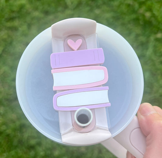 Book Lover Tumbler Topper, Reader Gift, 20/30oz 40oz Cup, Book Club Present, Bookish, Pink Purple, Gift for Bookworm, Cute Booktok Merch
