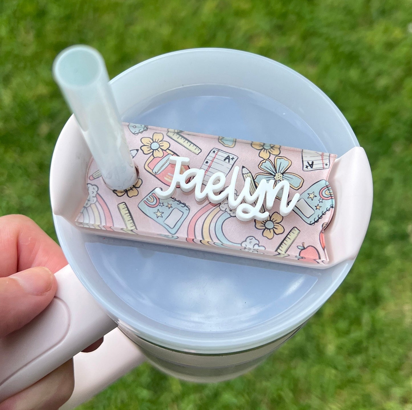 Personalized Teacher Tumbler Name Topper, Retro Custom Name Plate, 20/30oz 40oz, Daycare Assistant Gift, Groovy Teacher Appreciation Present