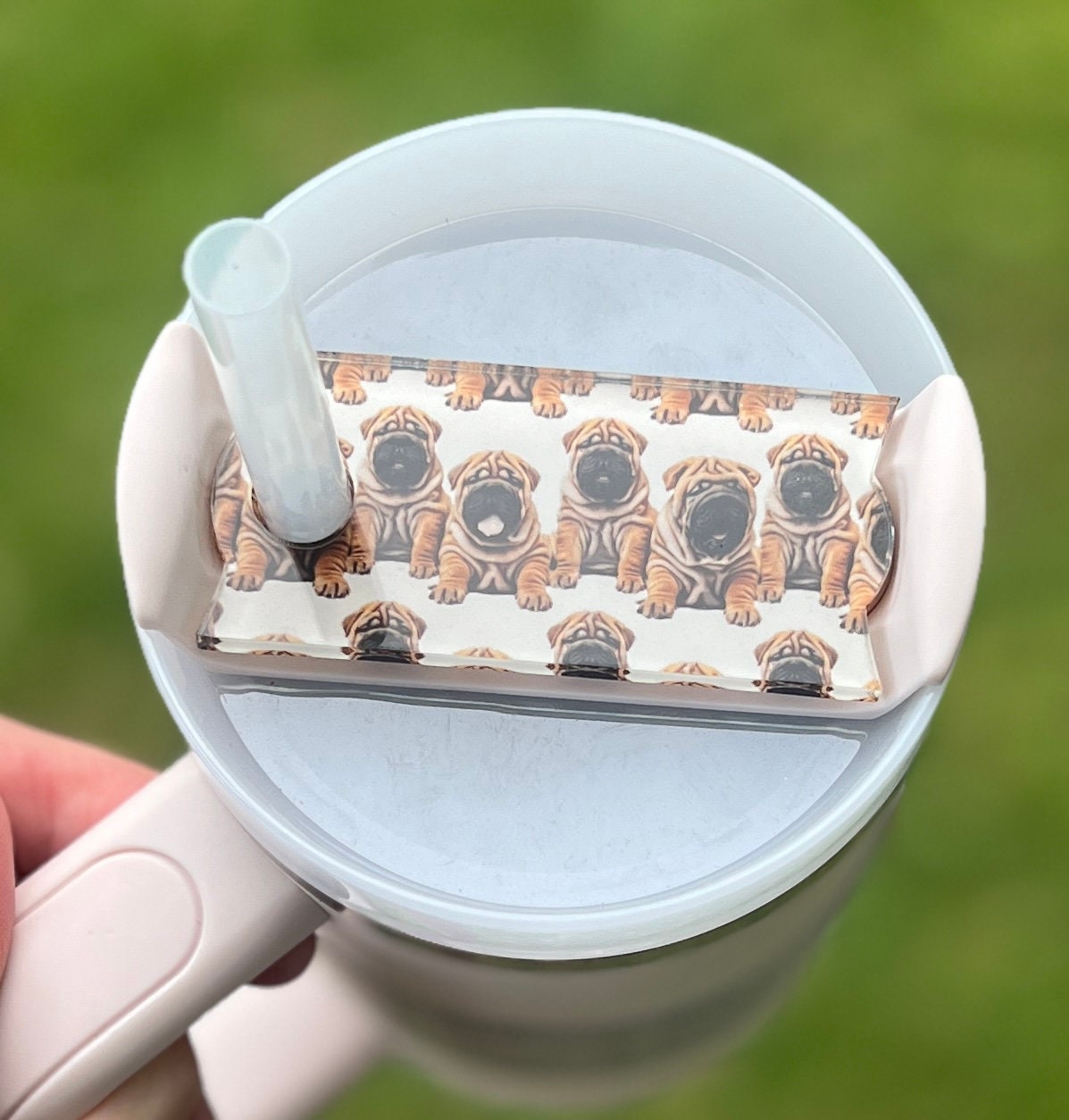 Shar Pei Breed Personalized Tumbler Name Topper, Custom Name Plate Tag, Dog Mom Gift, New Puppy present, 30oz 40oz, Stanley Lid, Dog Lover