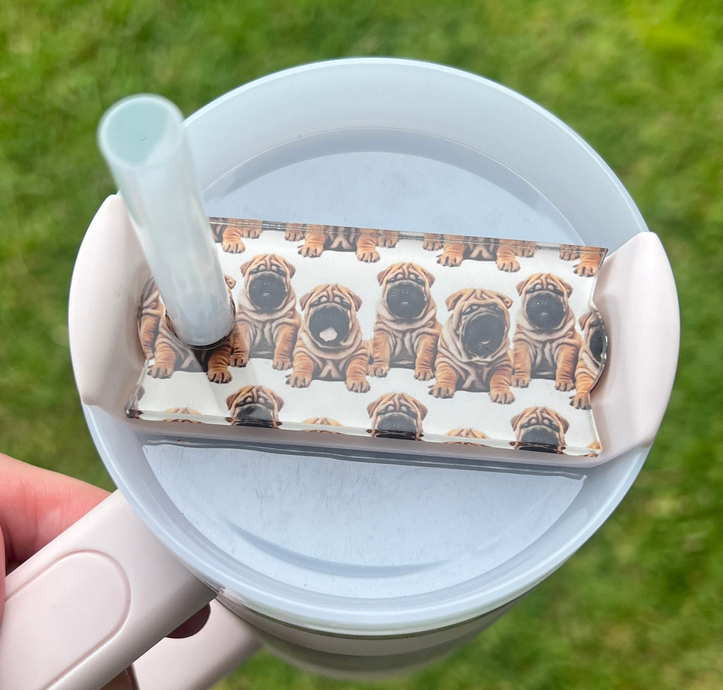 Shar Pei Breed Personalized Tumbler Name Topper, Custom Name Plate Tag, Dog Mom Gift, New Puppy present, 30oz 40oz, Stanley Lid, Dog Lover