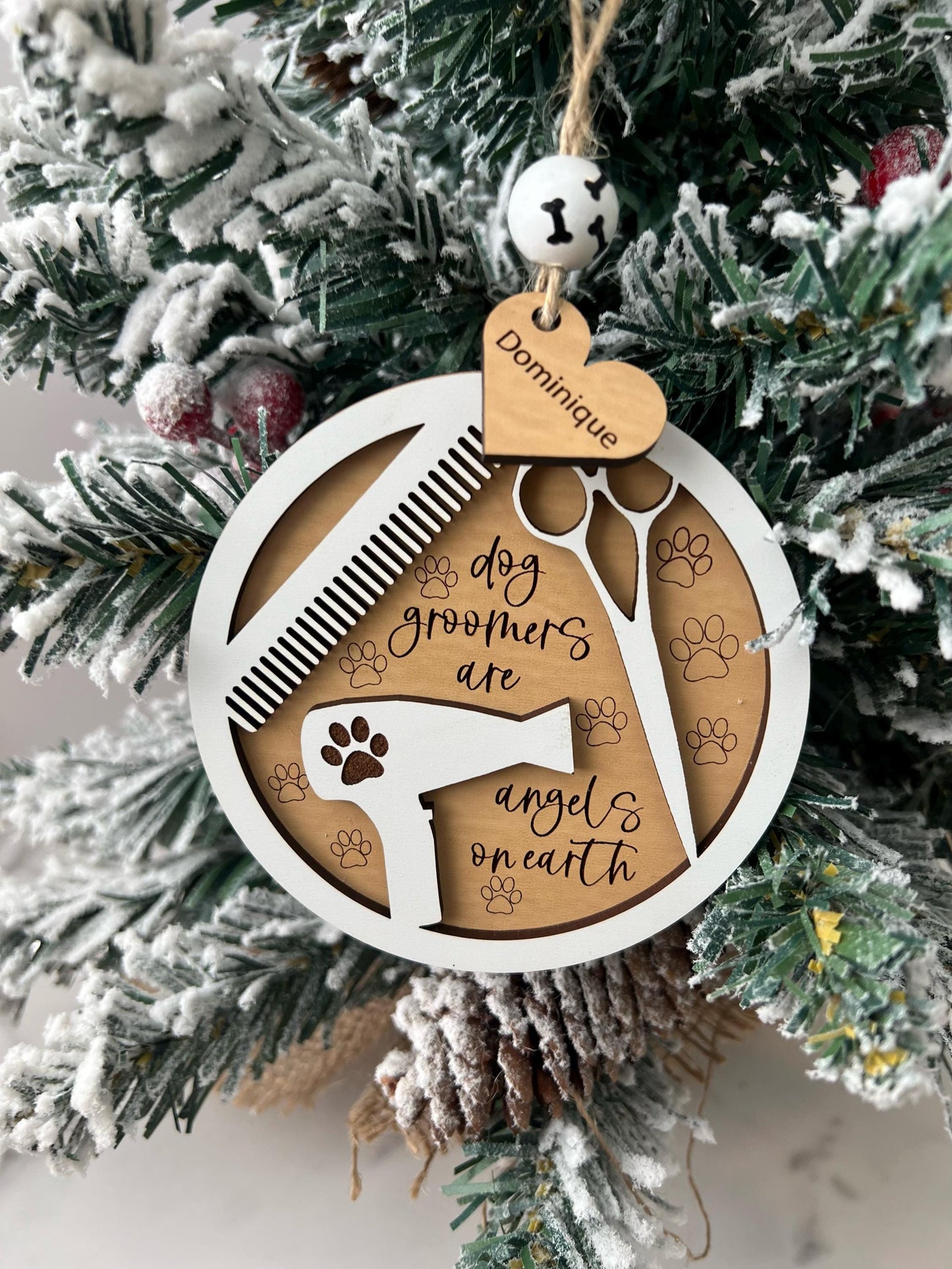 Personalized Dog Groomer Christmas Ornament, Custom Present, Pet Groomer, Grooming Gift