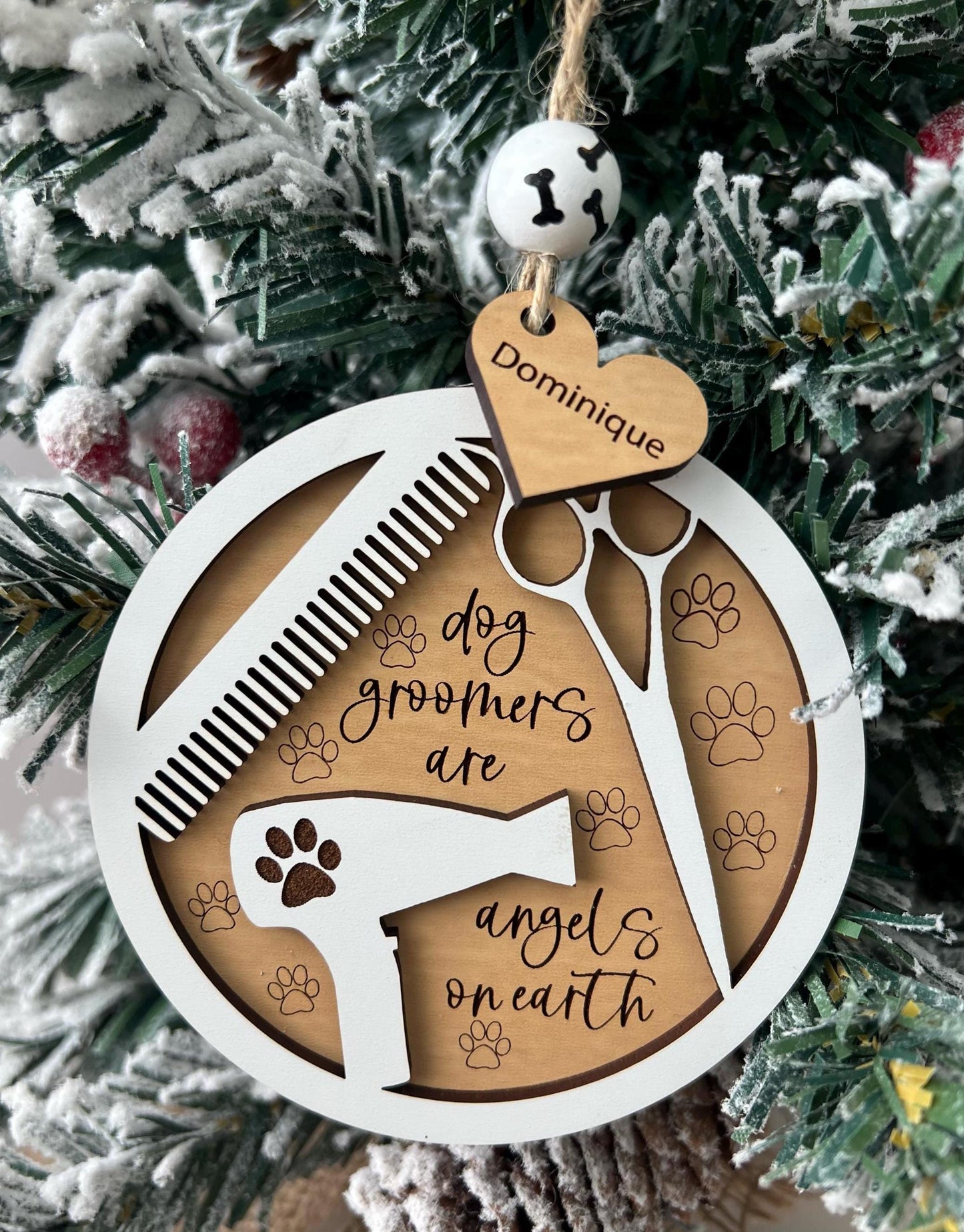 Personalized Dog Groomer Christmas Ornament, Custom Present, Pet Groomer, Grooming Gift