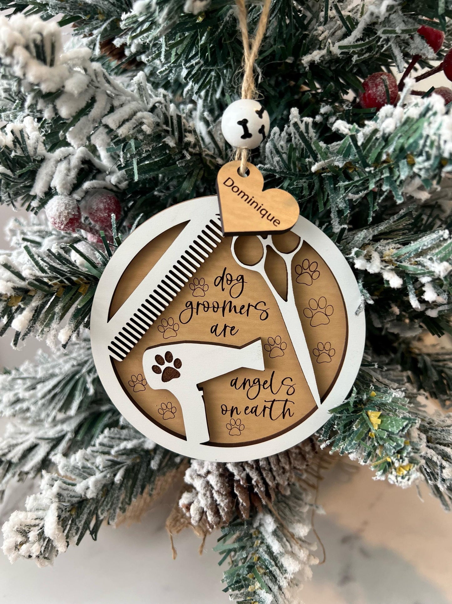 Personalized Dog Groomer Christmas Ornament, Custom Present, Pet Groomer, Grooming Gift