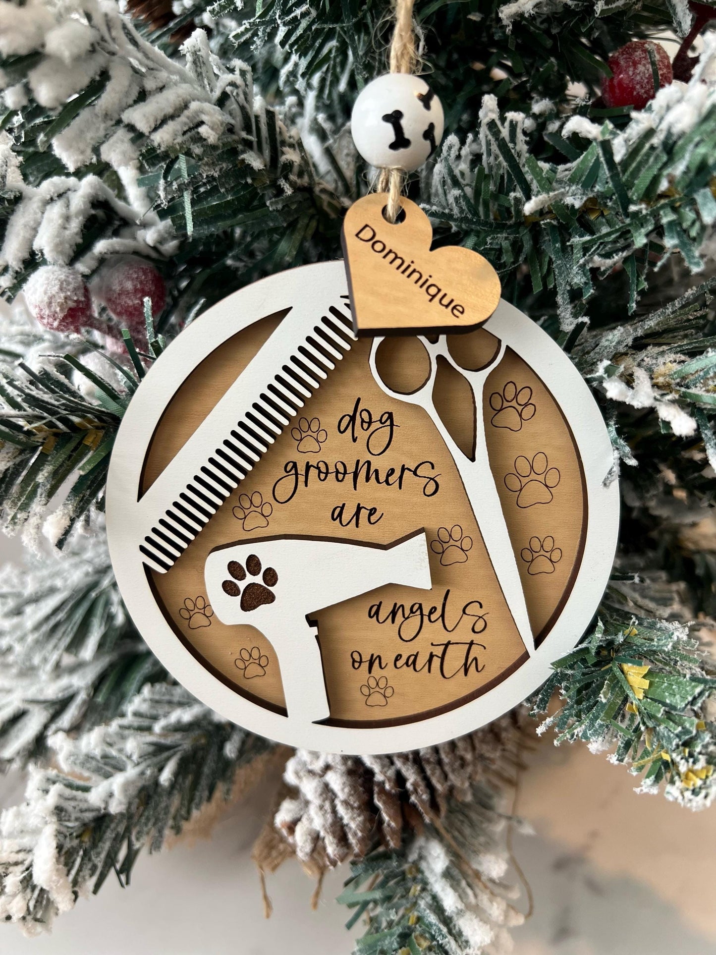 Personalized Dog Groomer Christmas Ornament, Custom Present, Pet Groomer, Grooming Gift