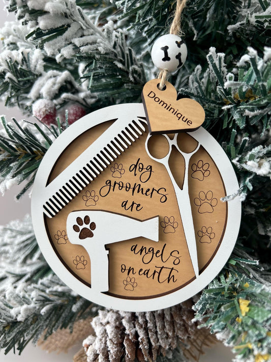 Personalized Dog Groomer Christmas Ornament, Custom Present, Pet Groomer, Grooming Gift