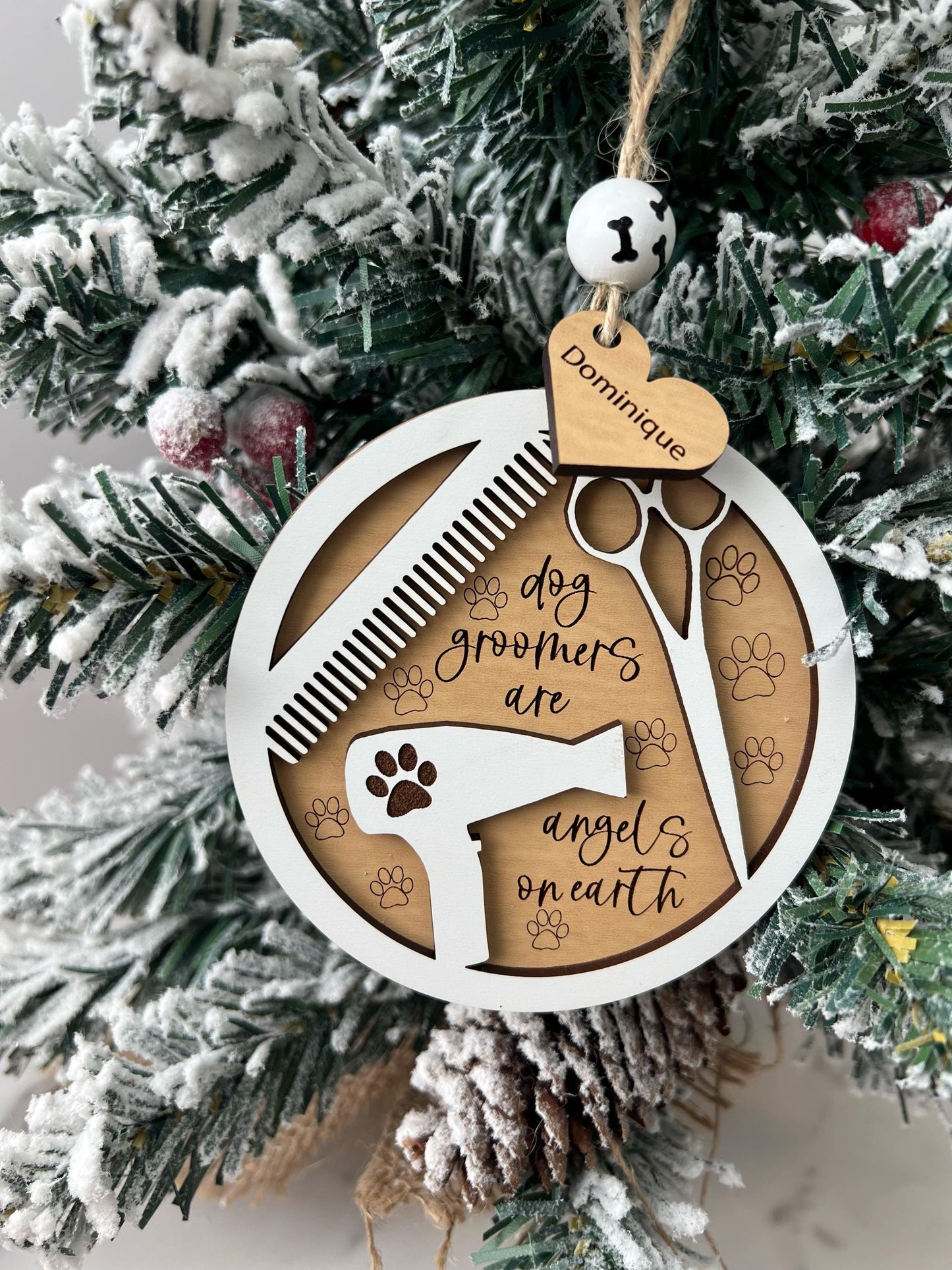 Personalized Dog Groomer Christmas Ornament, Custom Present, Pet Groomer, Grooming Gift