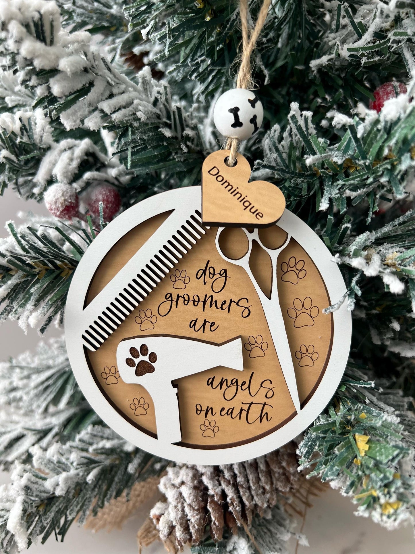Personalized Dog Groomer Christmas Ornament, Custom Present, Pet Groomer, Grooming Gift