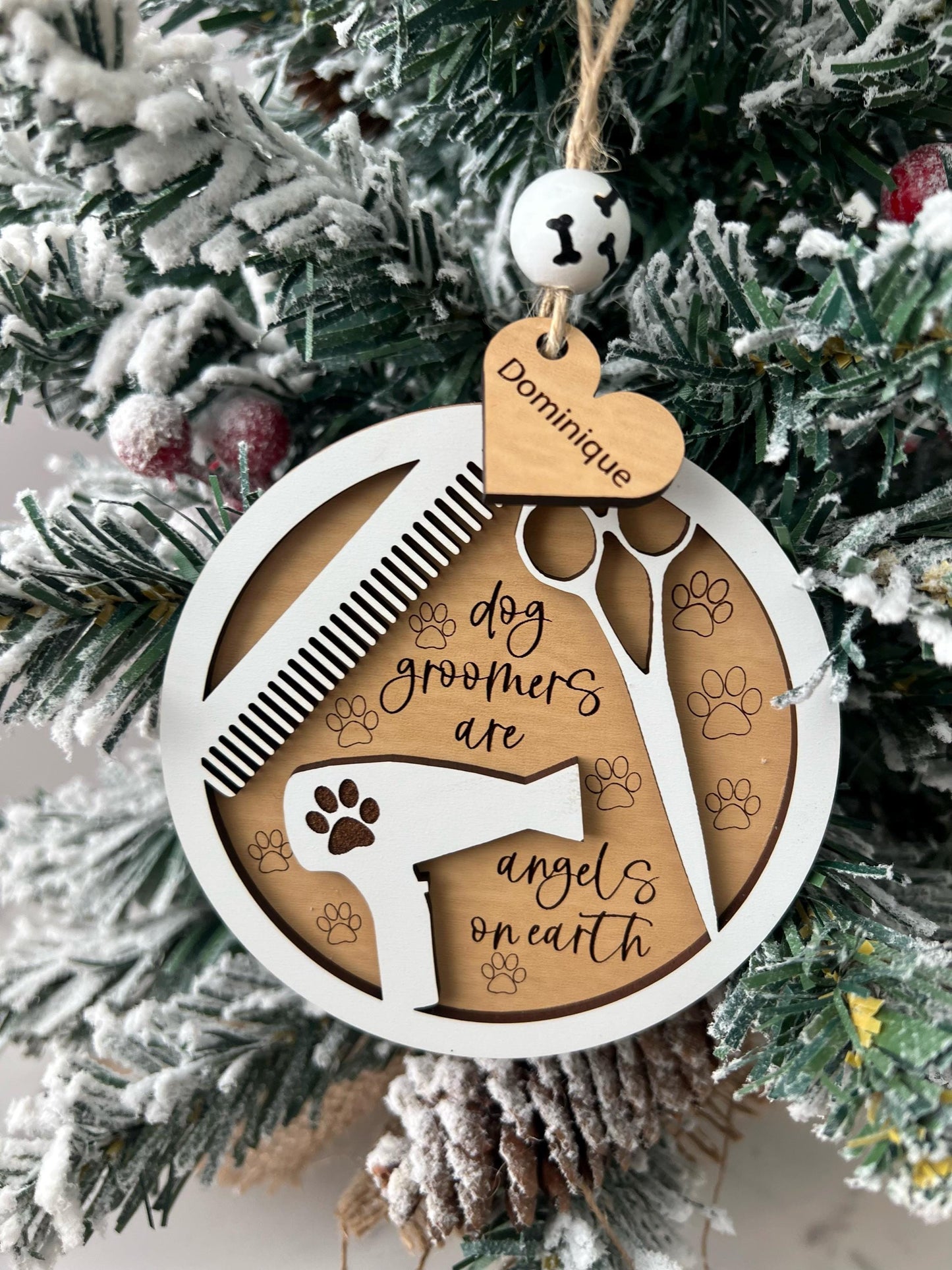 Personalized Dog Groomer Christmas Ornament, Custom Present, Pet Groomer, Grooming Gift