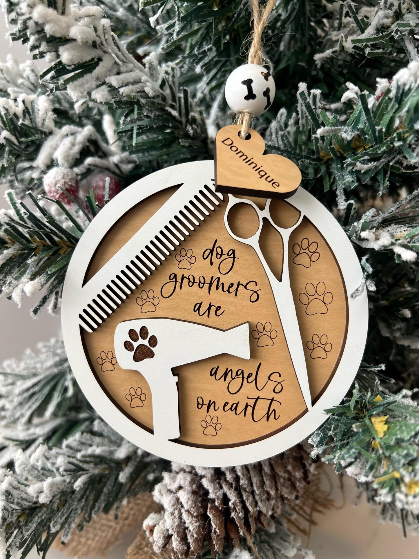 Personalized Dog Groomer Christmas Ornament, Custom Present, Pet Groomer, Grooming Gift
