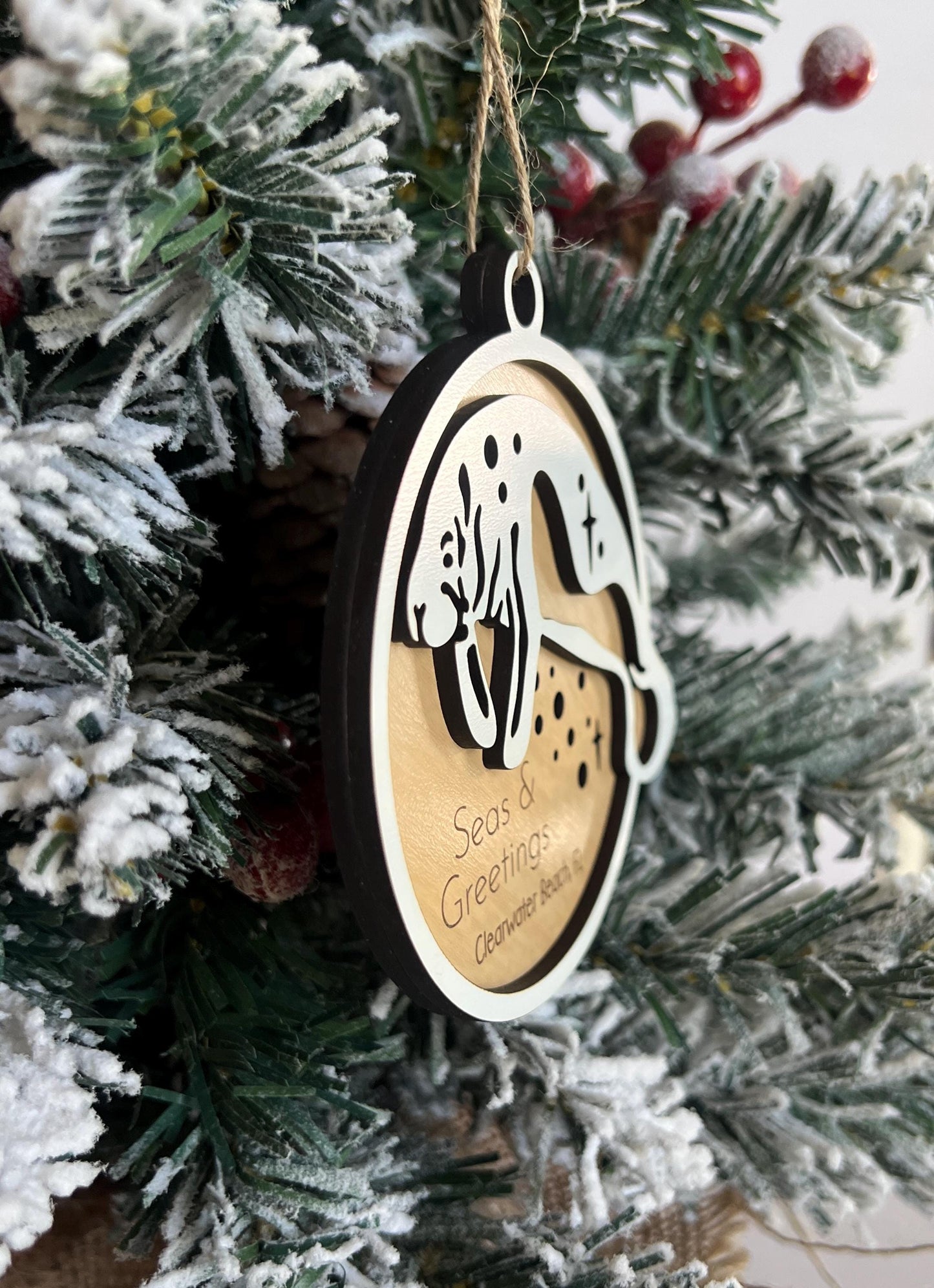 Personalized Manatee Christmas Ornament, Custom Florida Beach Present, Christmas Gift, Florida Vacation Keepsake