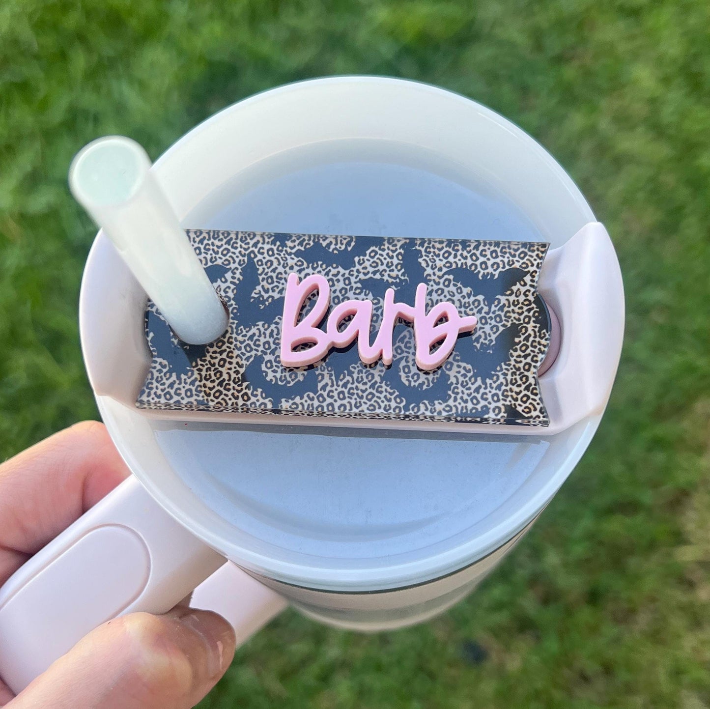 Personalized Leopard Bats Tumbler Name Topper 20oz 30oz 40oz, Custom Plate Tag, Halloween Present, Trendy Gift for Spooky Season, Batty