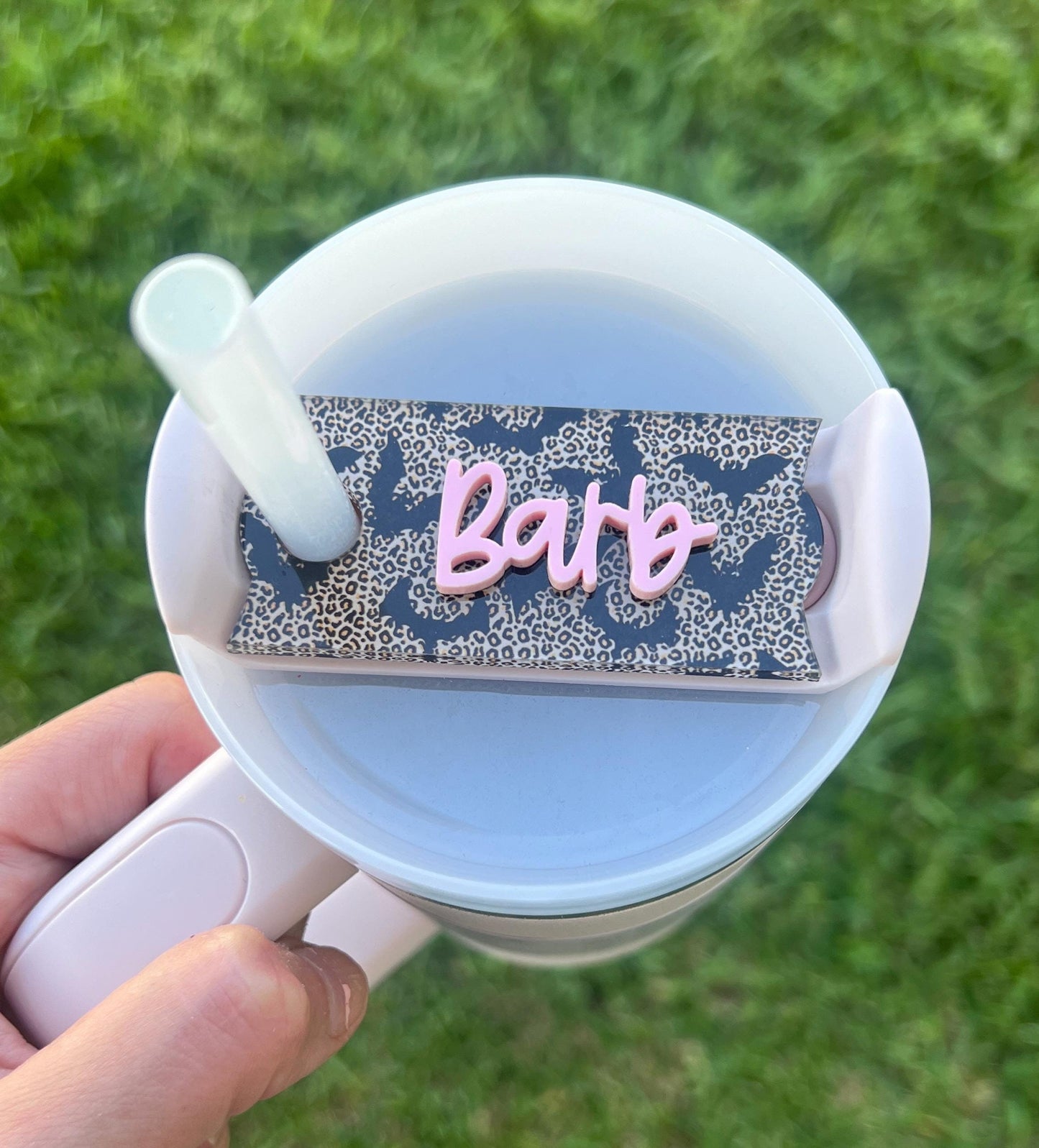 Personalized Leopard Bats Tumbler Name Topper 20oz 30oz 40oz, Custom Plate Tag, Halloween Present, Trendy Gift for Spooky Season, Batty
