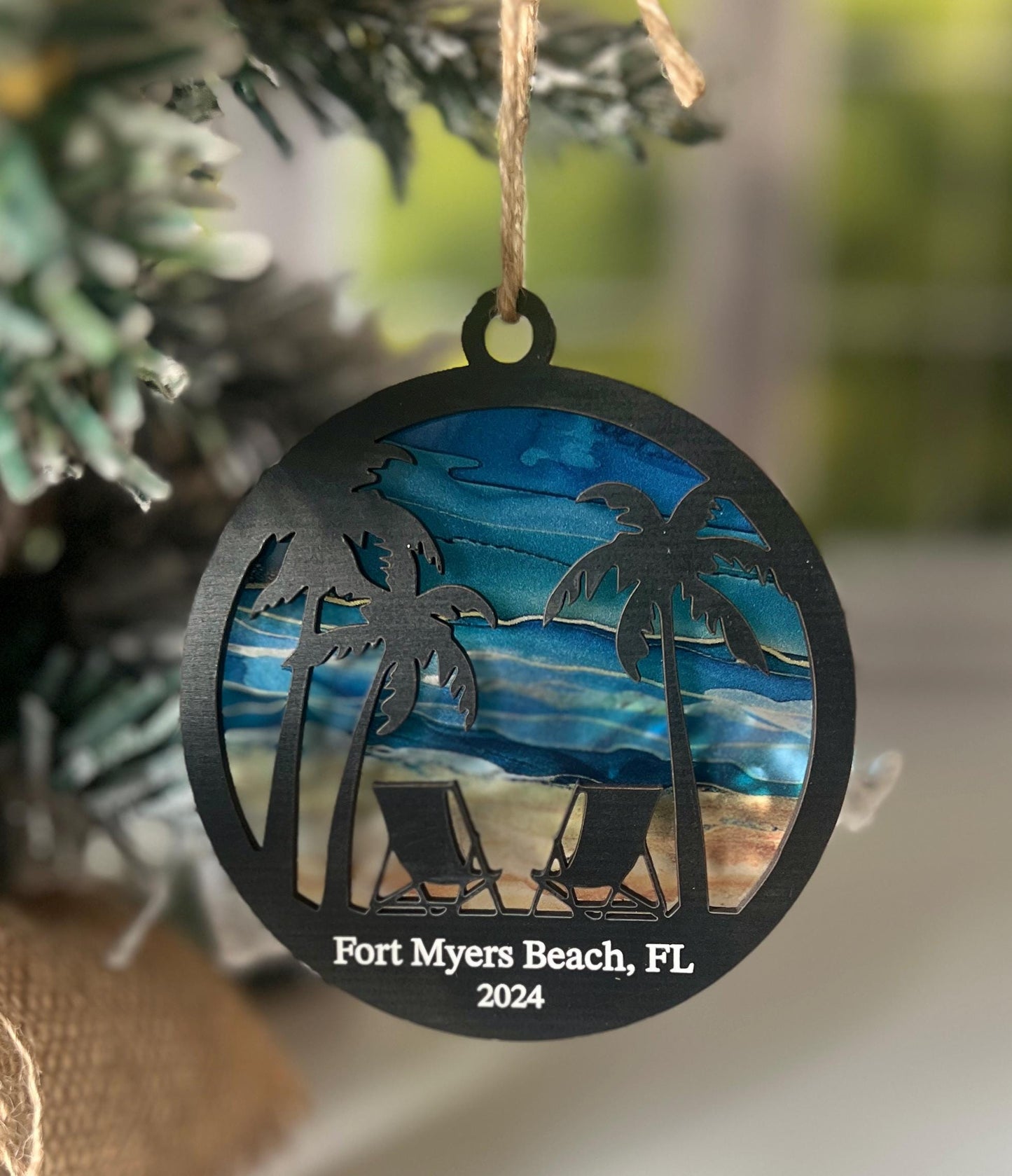 Personalized Beach Christmas Ornament, Florida Vacation Memory Keepsake, Florida Vacation Gift, Custom Beach Lover Gift