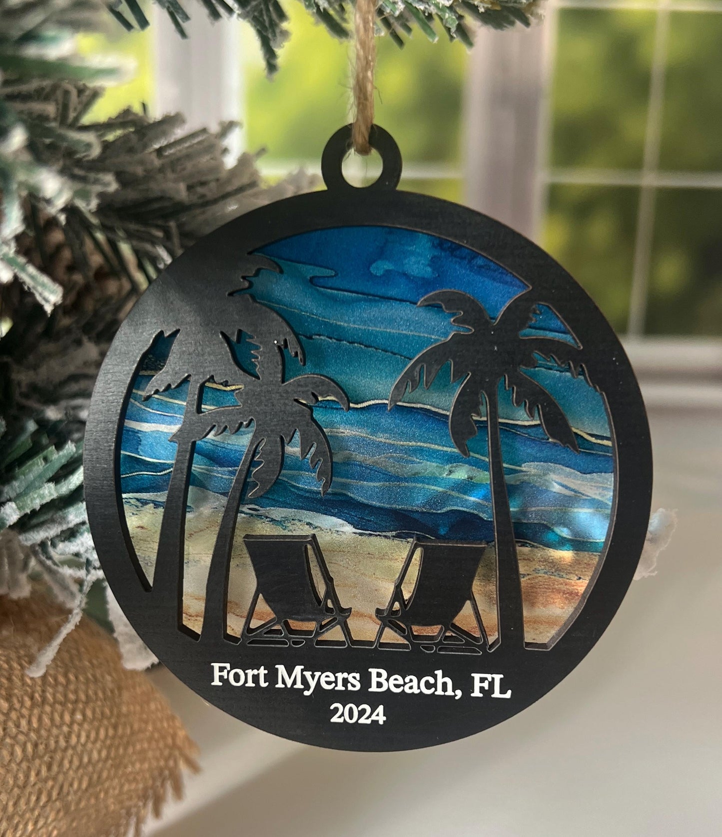 Personalized Beach Christmas Ornament, Florida Vacation Memory Keepsake, Florida Vacation Gift, Custom Beach Lover Gift