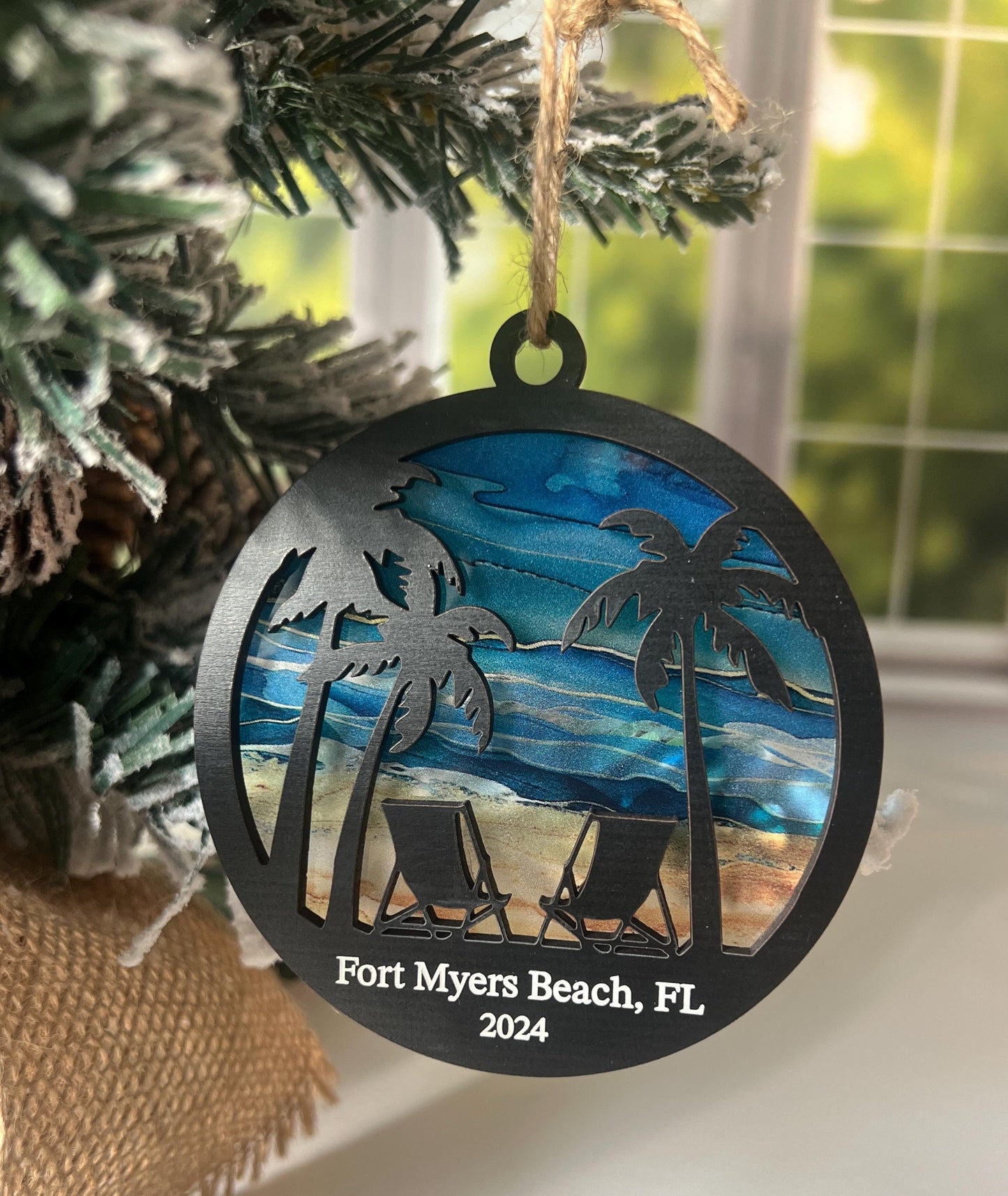 Personalized Beach Christmas Ornament, Florida Vacation Memory Keepsake, Florida Vacation Gift, Custom Beach Lover Gift