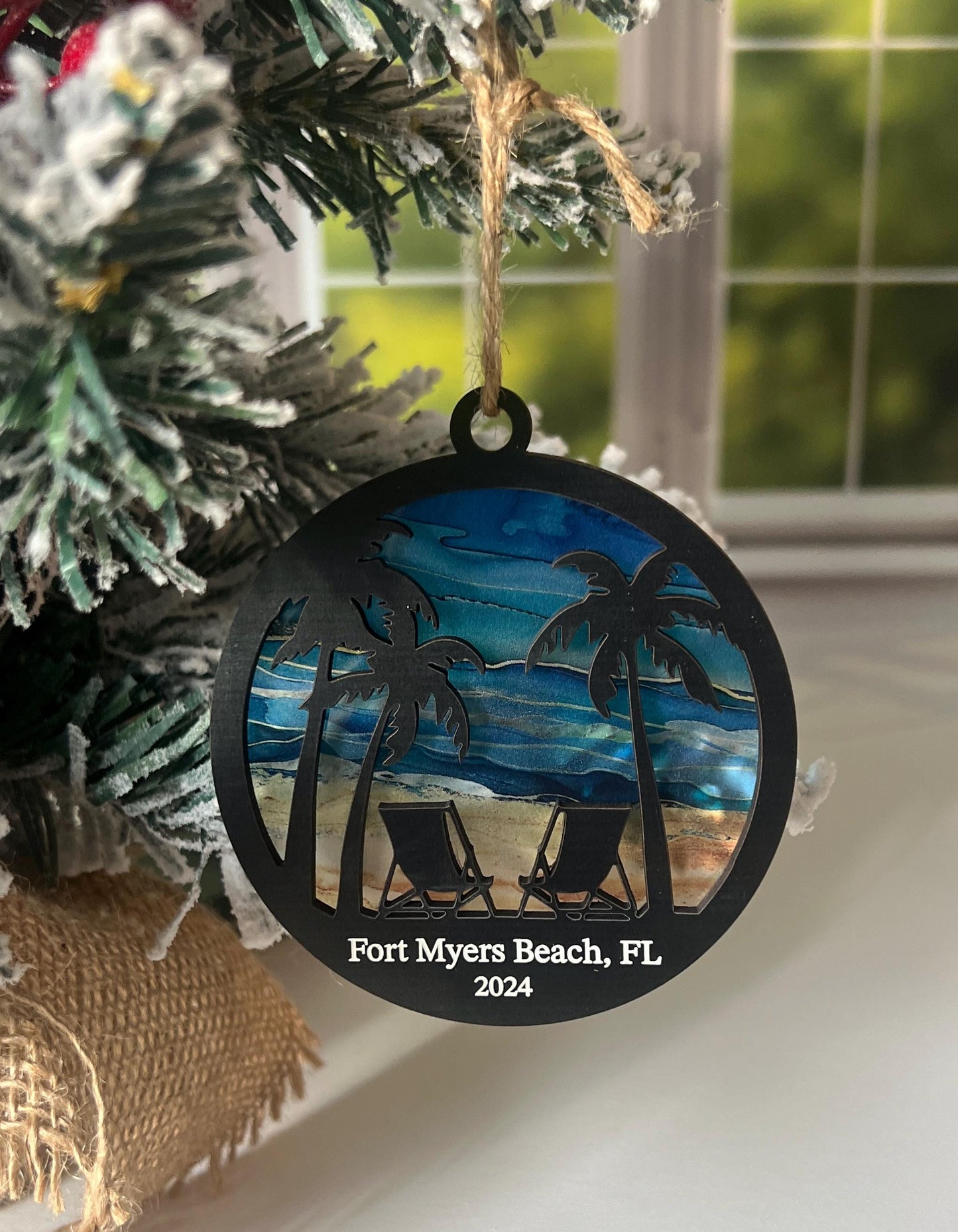 Personalized Beach Christmas Ornament, Florida Vacation Memory Keepsake, Florida Vacation Gift, Custom Beach Lover Gift