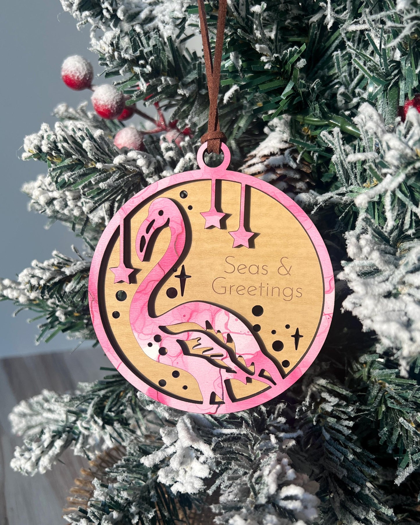 Personalized Flamingo Christmas Ornament, Custom Present, Christmas Gift, Flamingo Lover Present