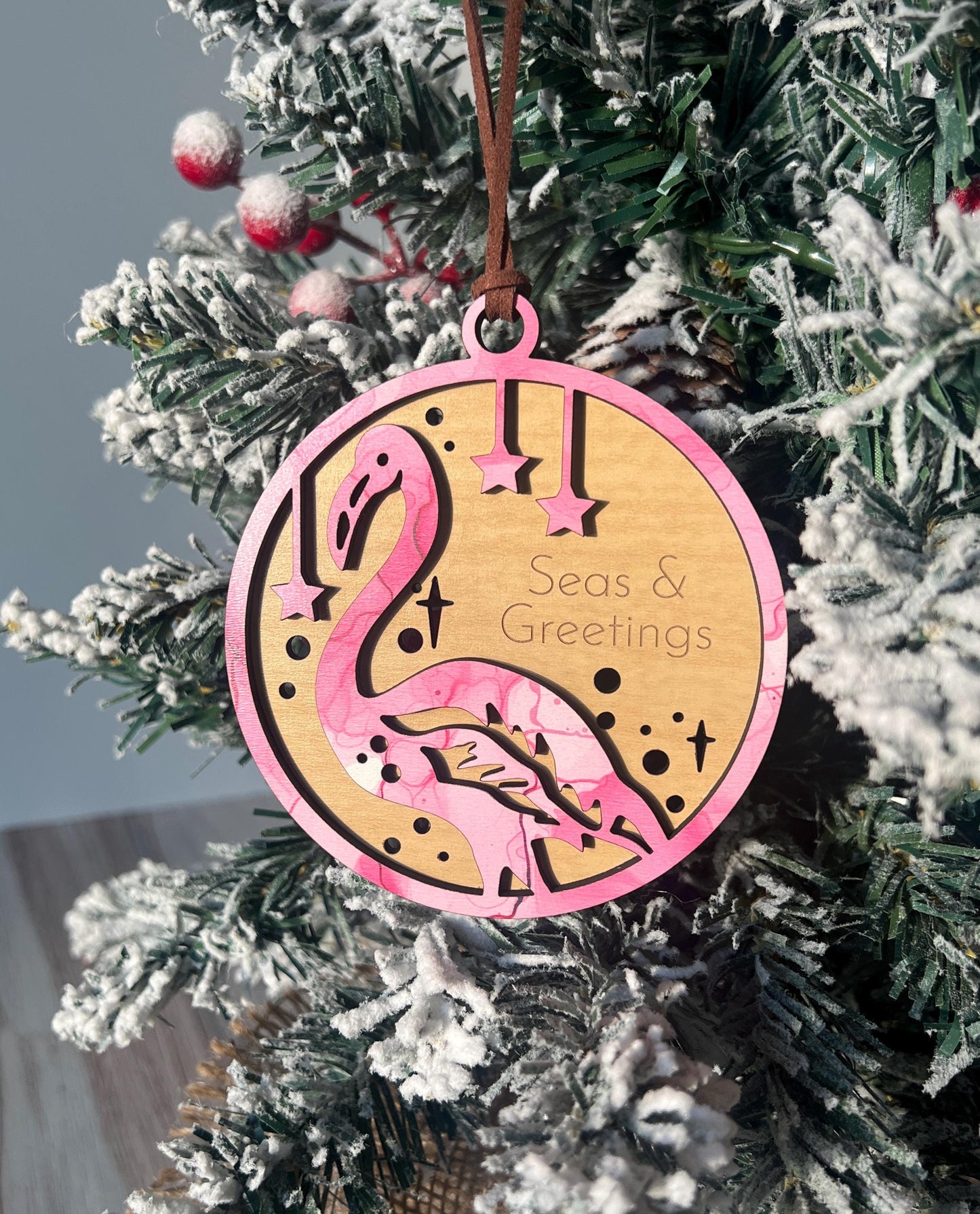 Personalized Flamingo Christmas Ornament, Custom Present, Christmas Gift, Flamingo Lover Present
