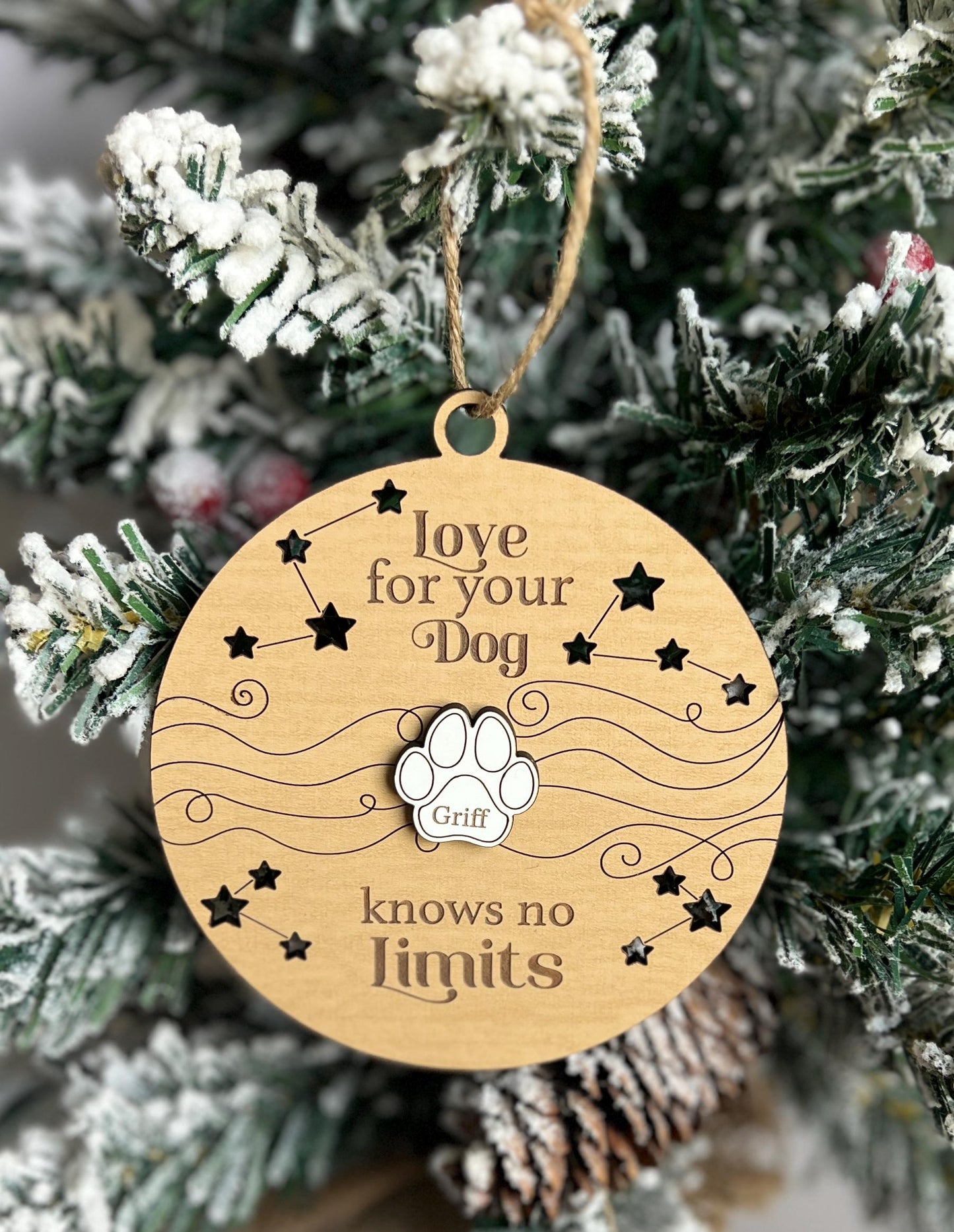 Personalized Dog Christmas Ornament, Dog Mom Gift, Custom Pet Paw, Gift for Her, Dog Lover Present, Gift for Canine lover