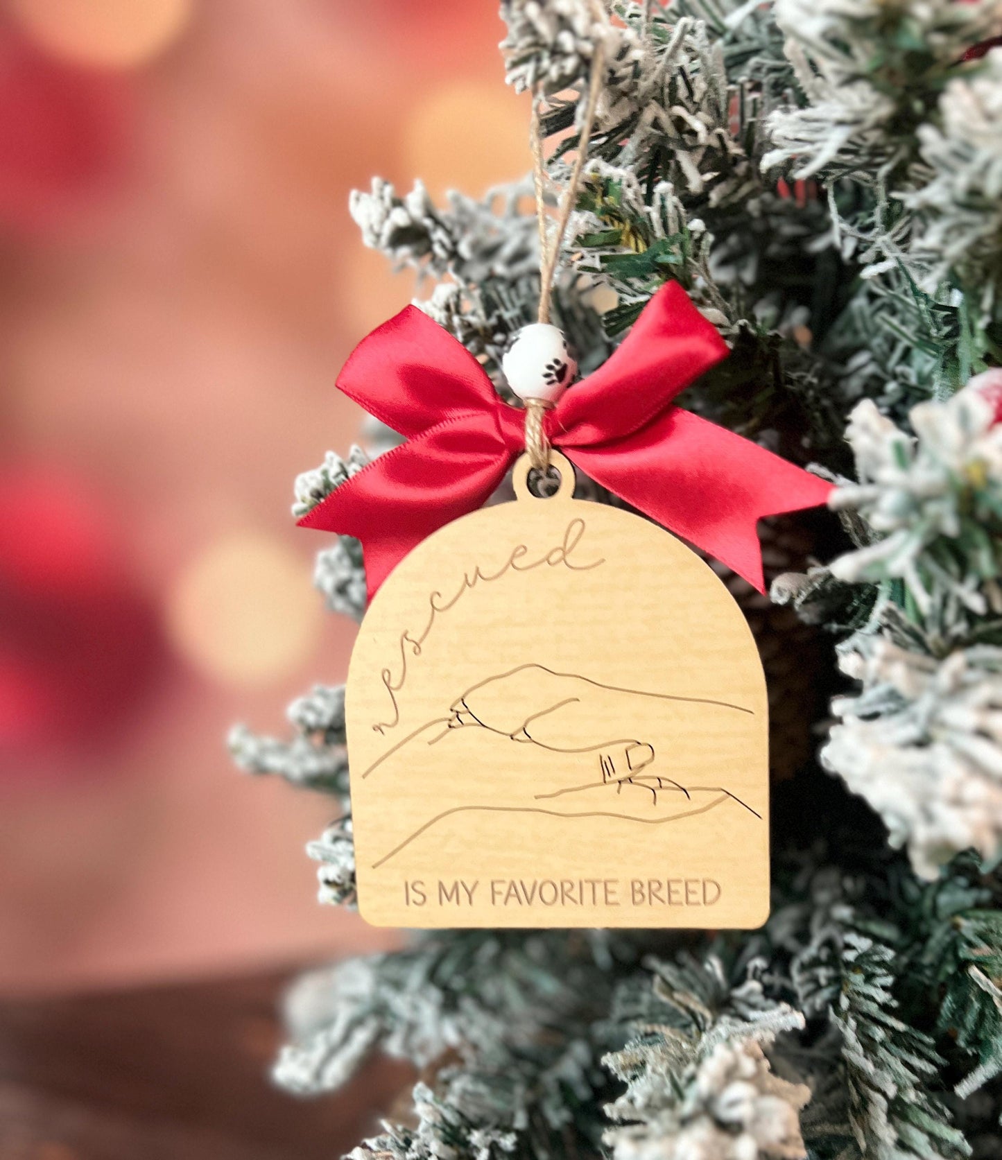 Rescued Christmas Ornament, Dog Rescue Present, Rescue Adoption Dog Gift