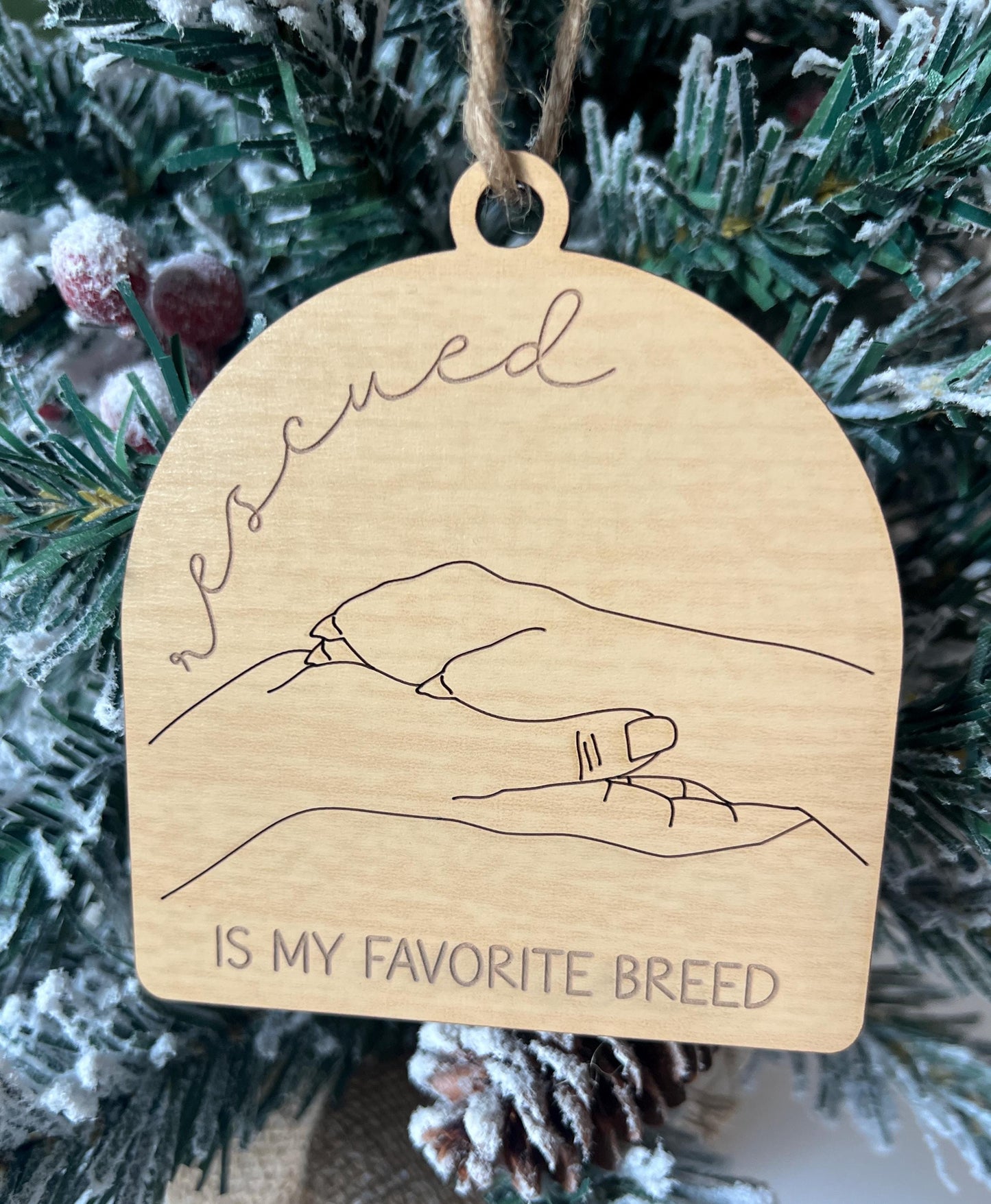 Rescued Christmas Ornament, Dog Rescue Present, Rescue Adoption Dog Gift