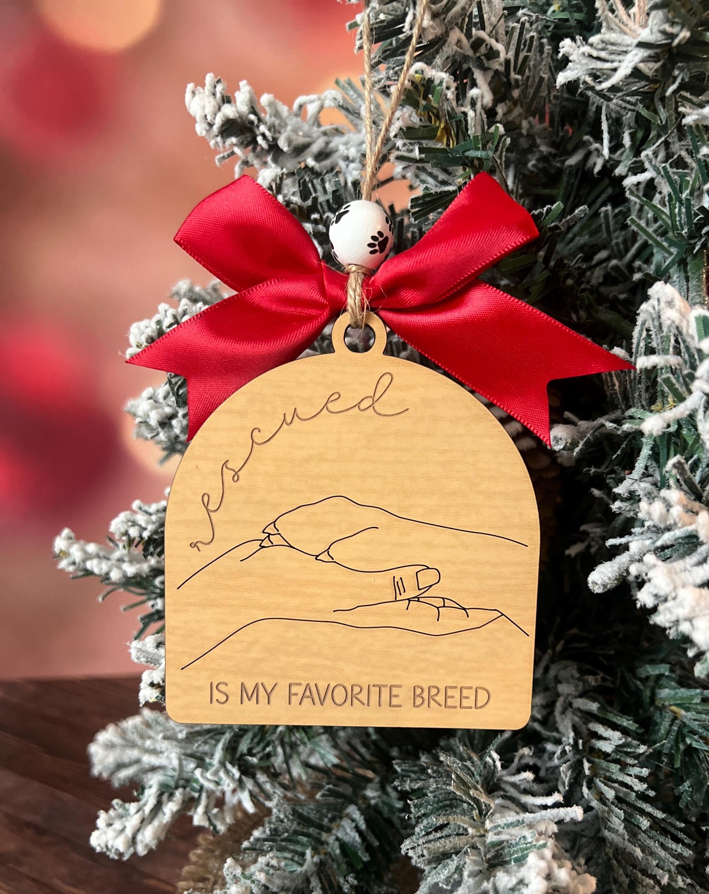 Rescued Christmas Ornament, Dog Rescue Present, Rescue Adoption Dog Gift