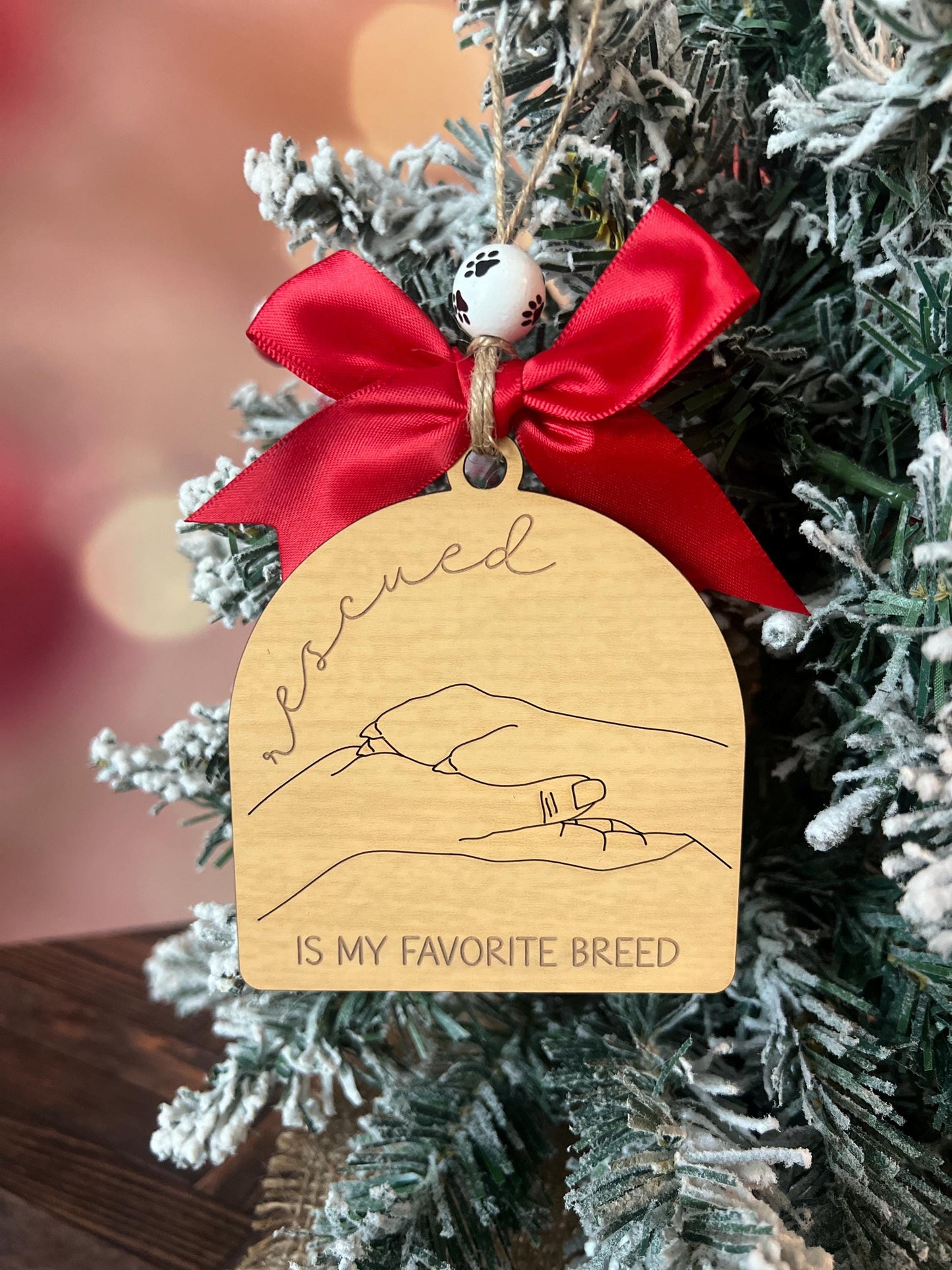 Rescued Christmas Ornament, Dog Rescue Present, Rescue Adoption Dog Gift