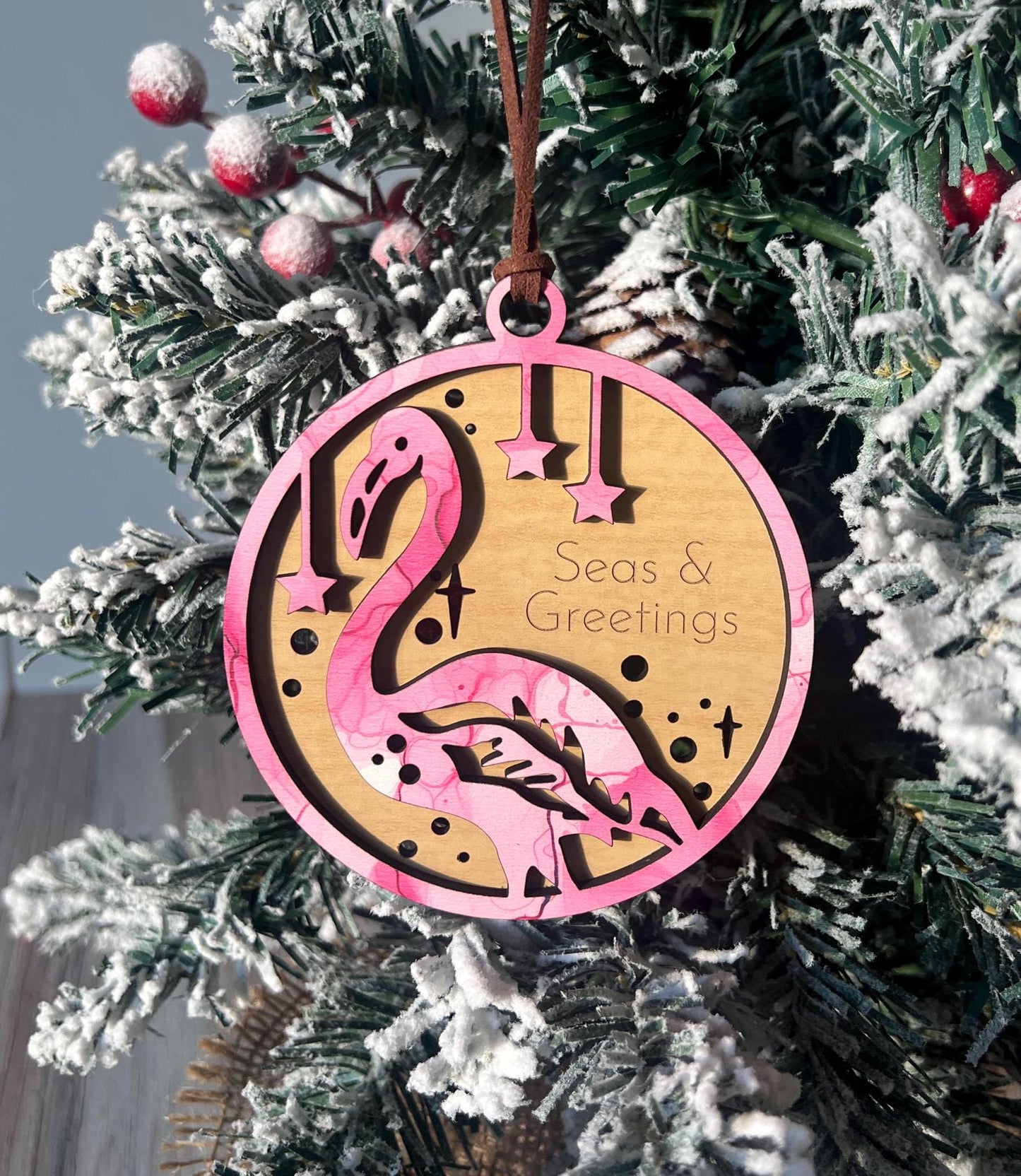 Personalized Flamingo Christmas Ornament, Custom Present, Christmas Gift, Flamingo Lover Present